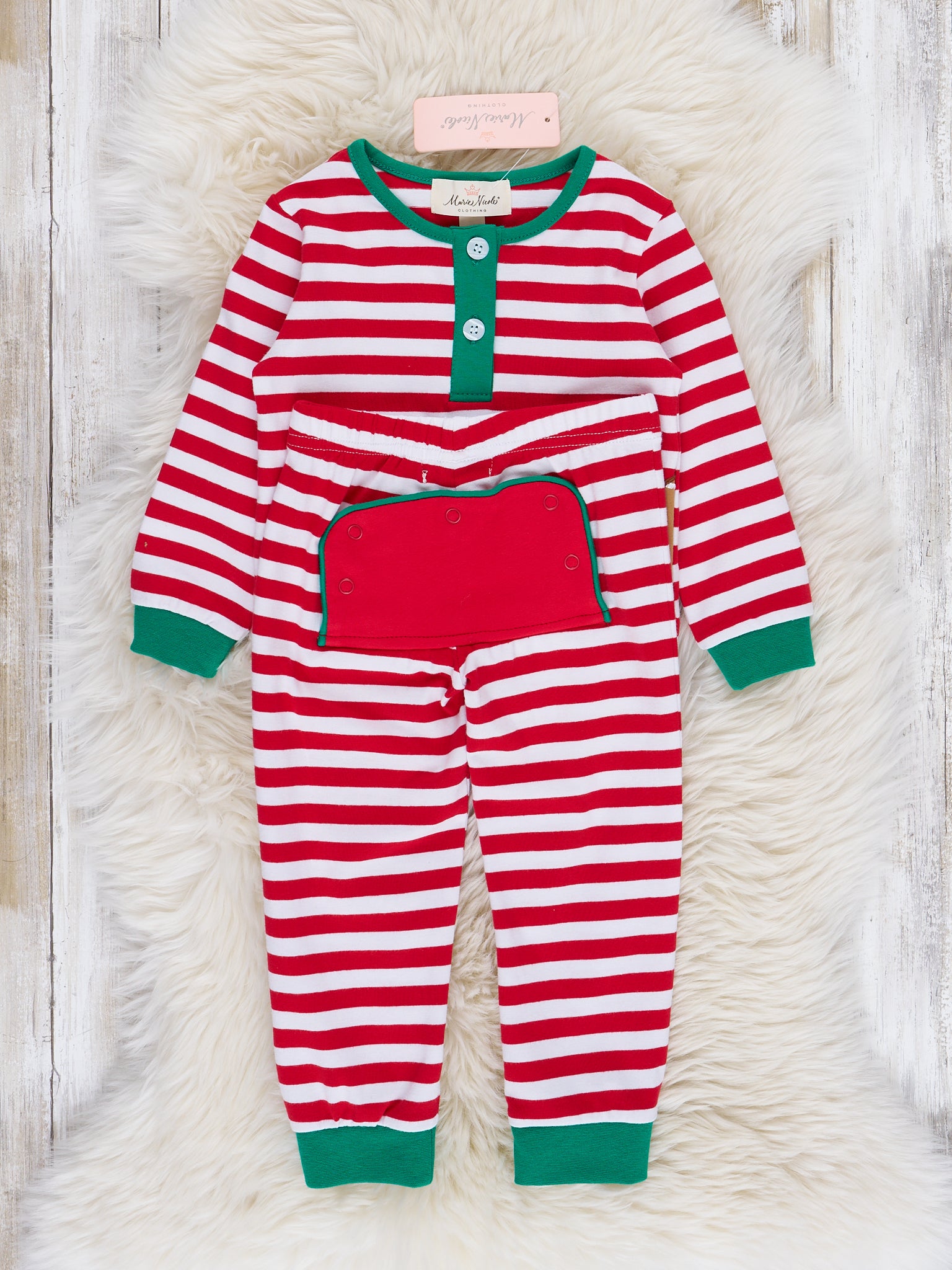 Gingerbread Dreams Striped Christmas Pajamas - Boys & Girls - Marie Nicole Clothing