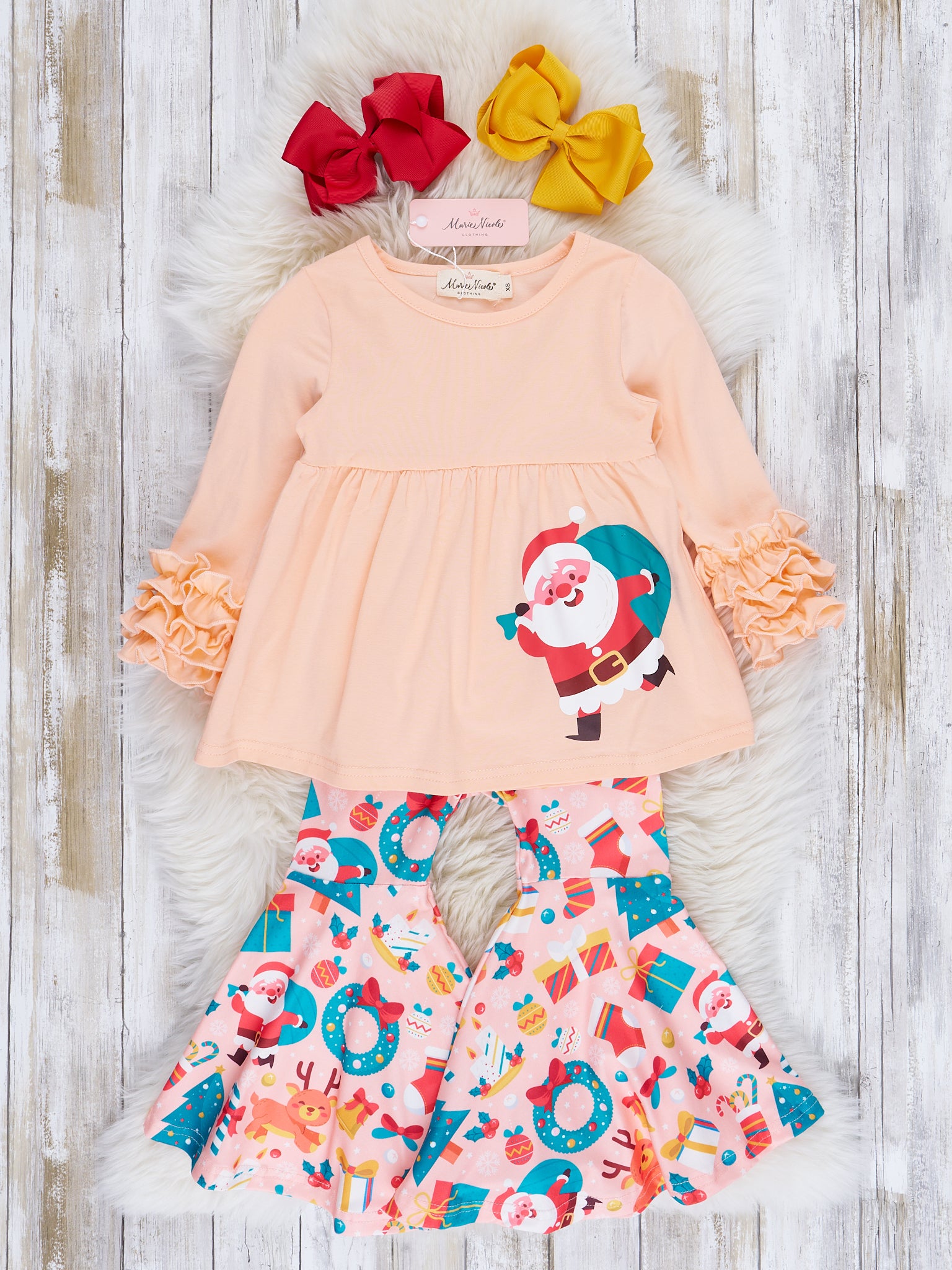 Peach St. Nick Bell Bottom Outfit - Marie Nicole Clothing