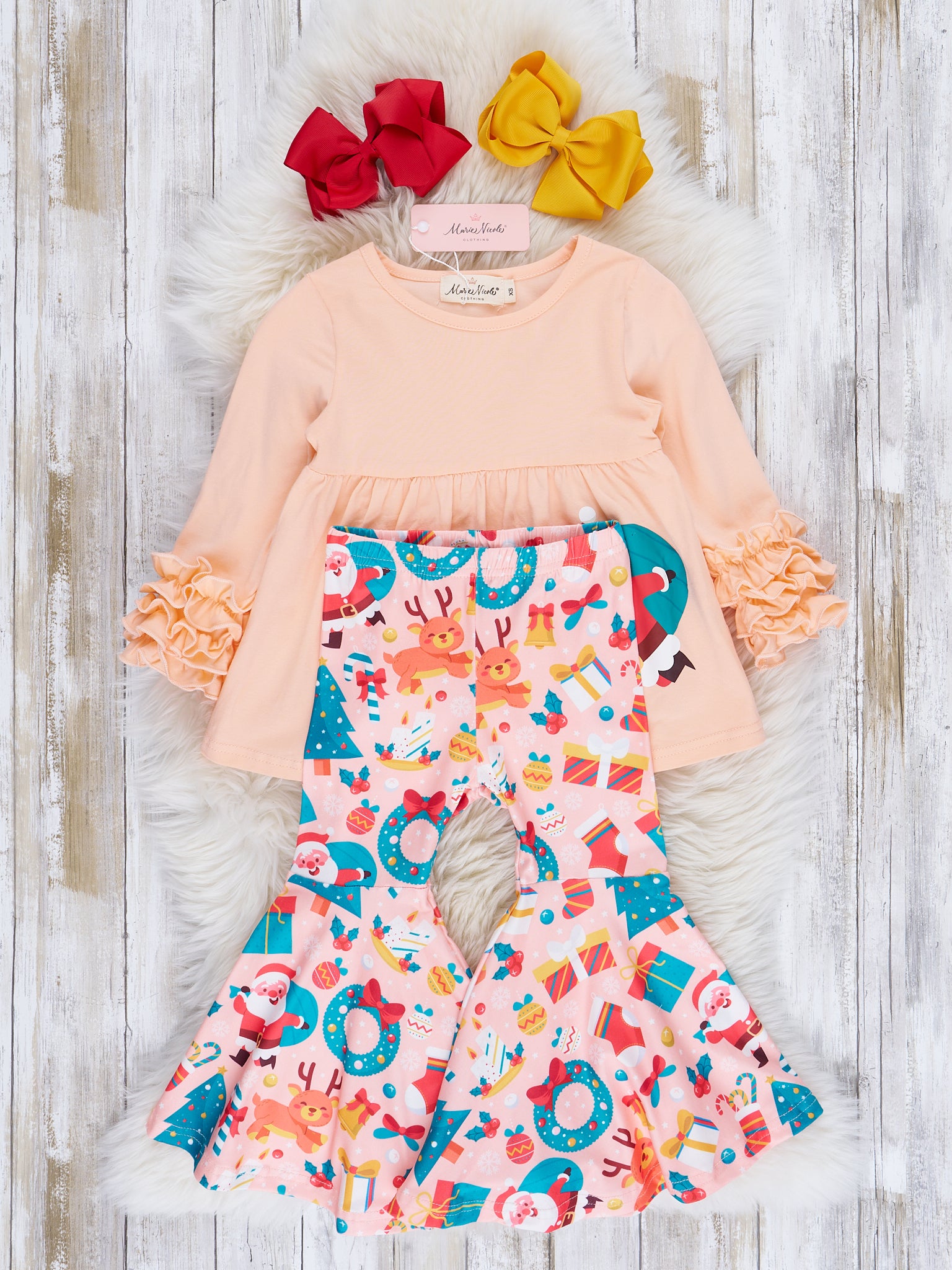 Peach St. Nick Bell Bottom Outfit - Marie Nicole Clothing
