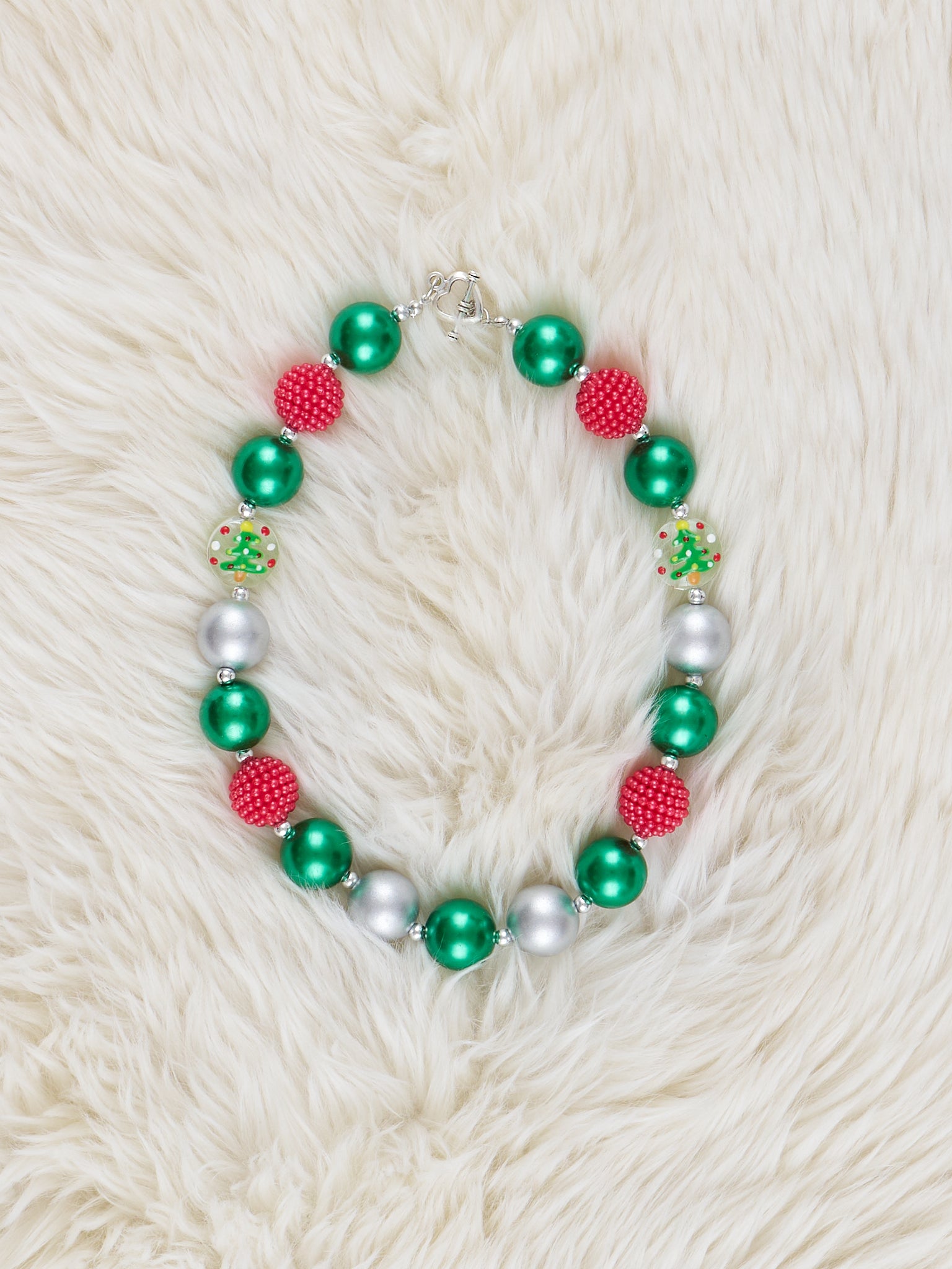 Red & Green Shimmer Bubblegum Necklace - Marie Nicole Clothing