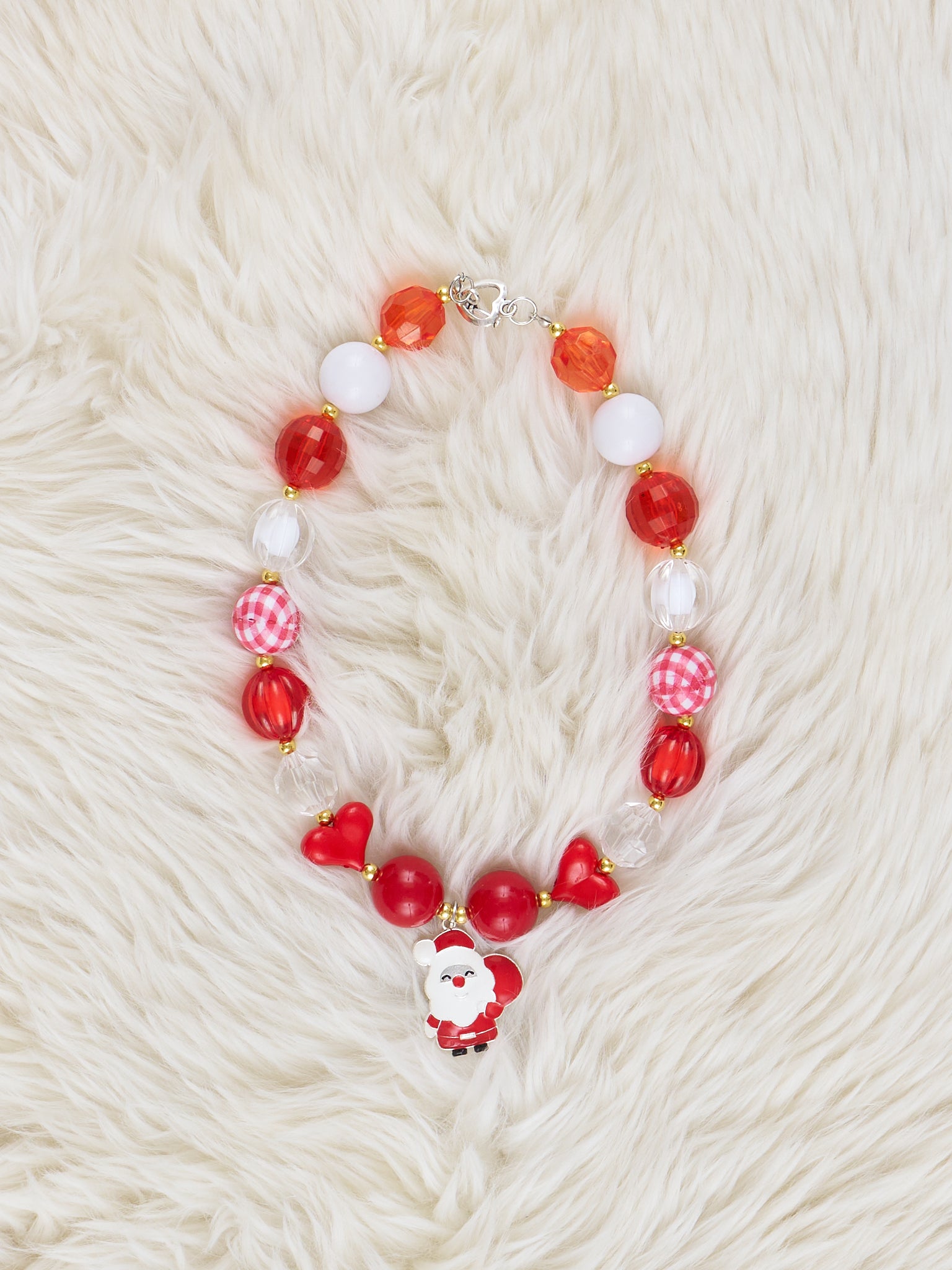 Red Santa Bubblegum Necklace - Marie Nicole Clothing