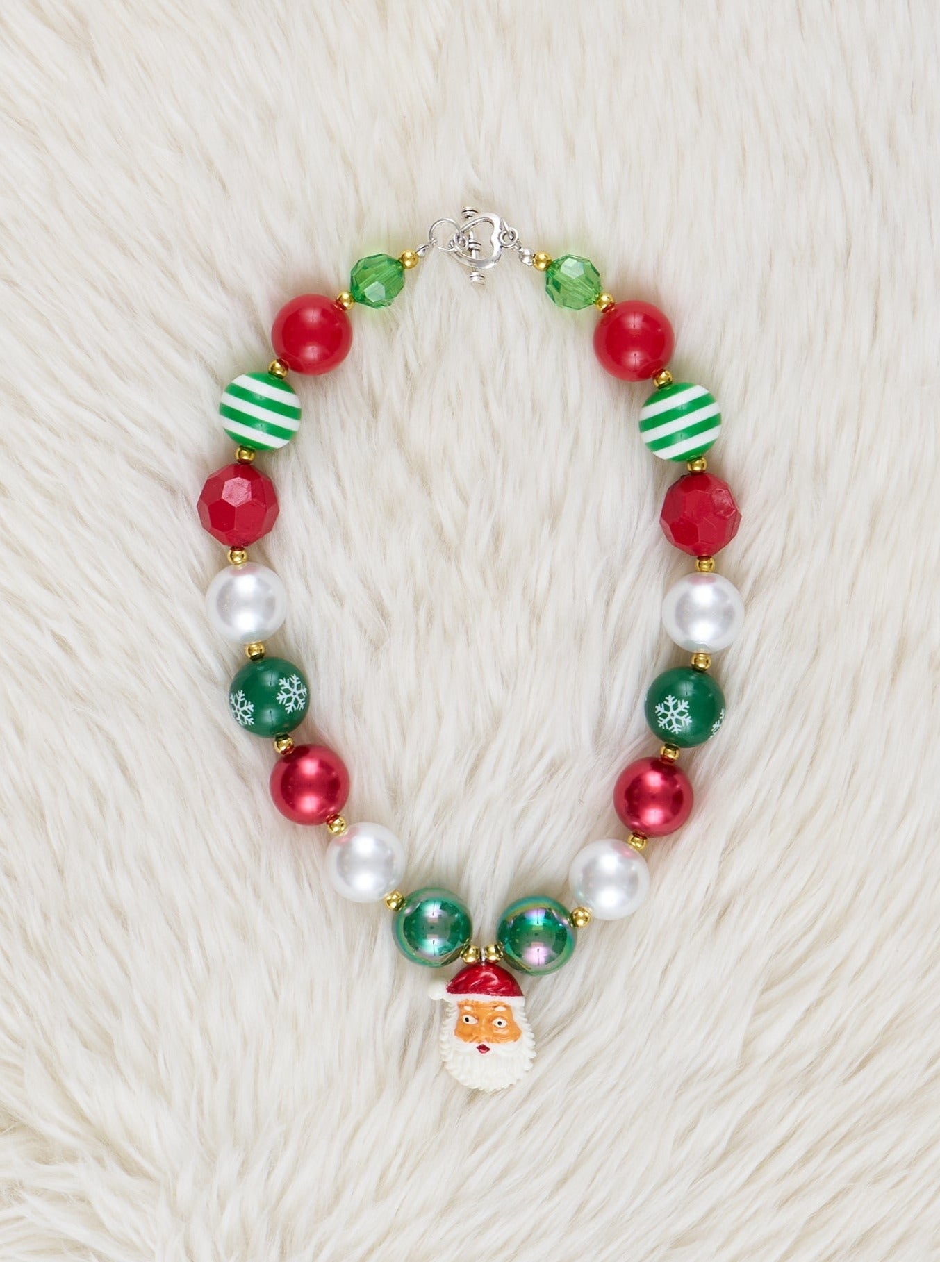 Green Santa Bubblegum Necklace - Marie Nicole Clothing