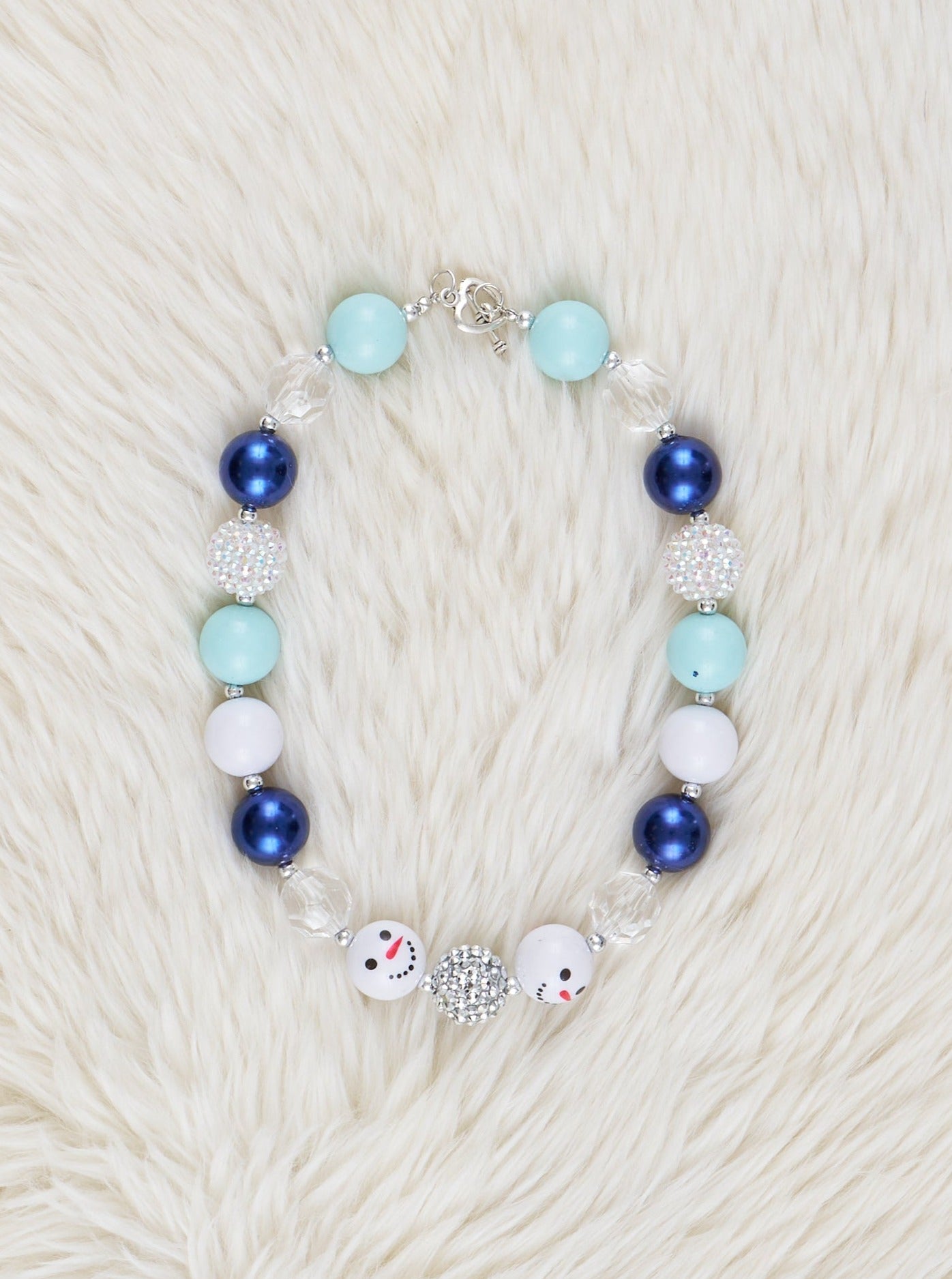 Mint Snowman Sparkles Bubblegum Necklace - Marie Nicole Clothing