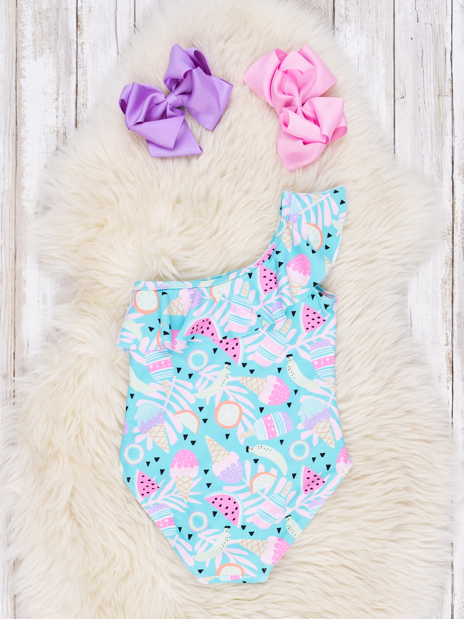 Sweet Treats Asymmetrical Ruffle Swimsuit - Marie Nicole Clothing