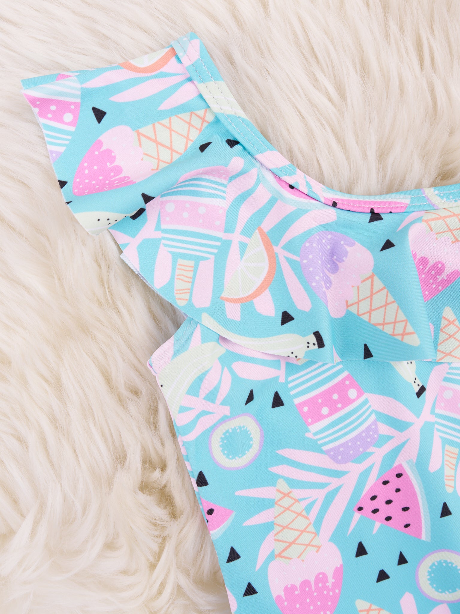 Sweet Treats Asymmetrical Ruffle Swimsuit - Marie Nicole Clothing