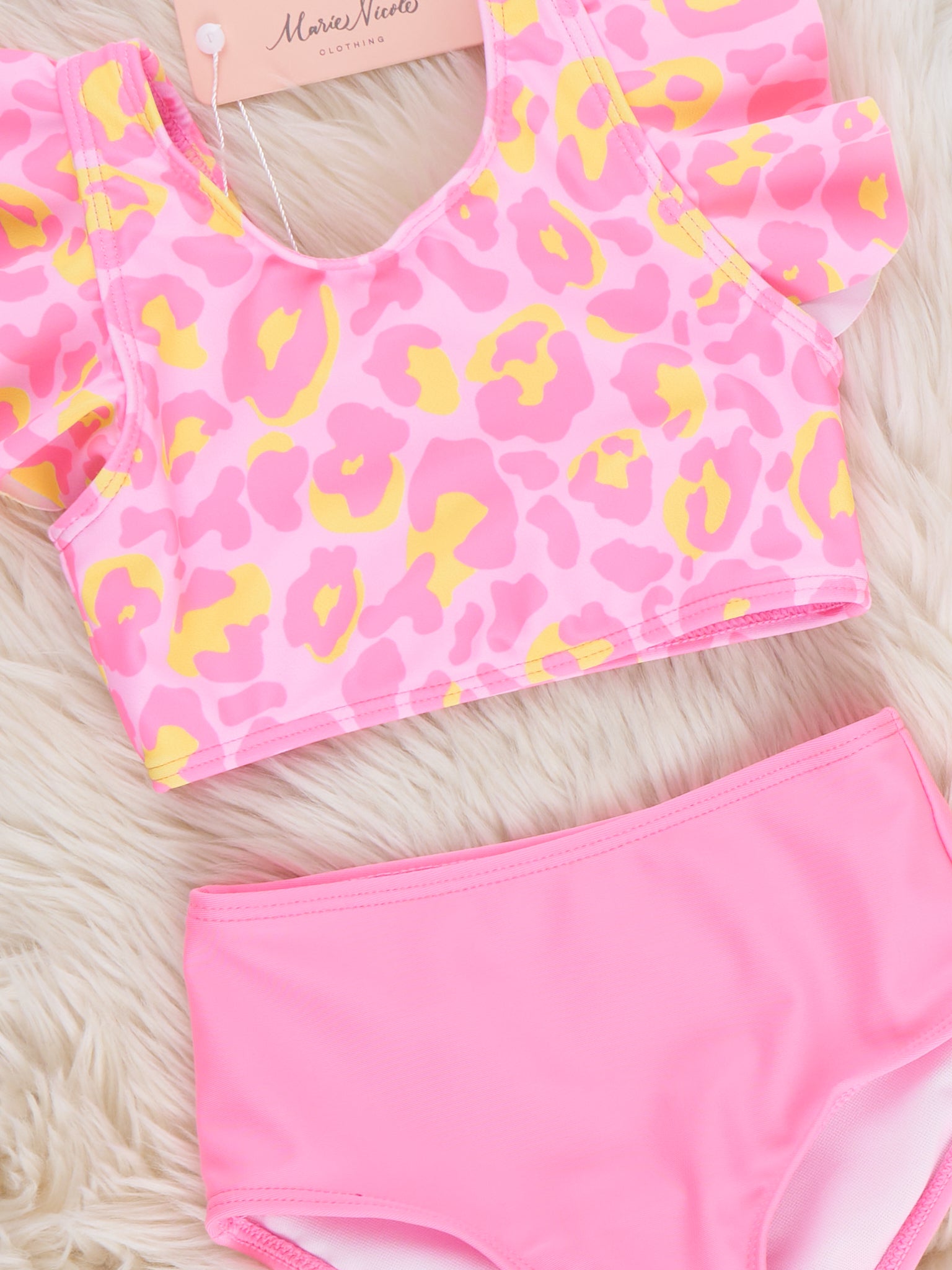 Sunshine Leopard Ruffle Swimsuit - Marie Nicole Clothing