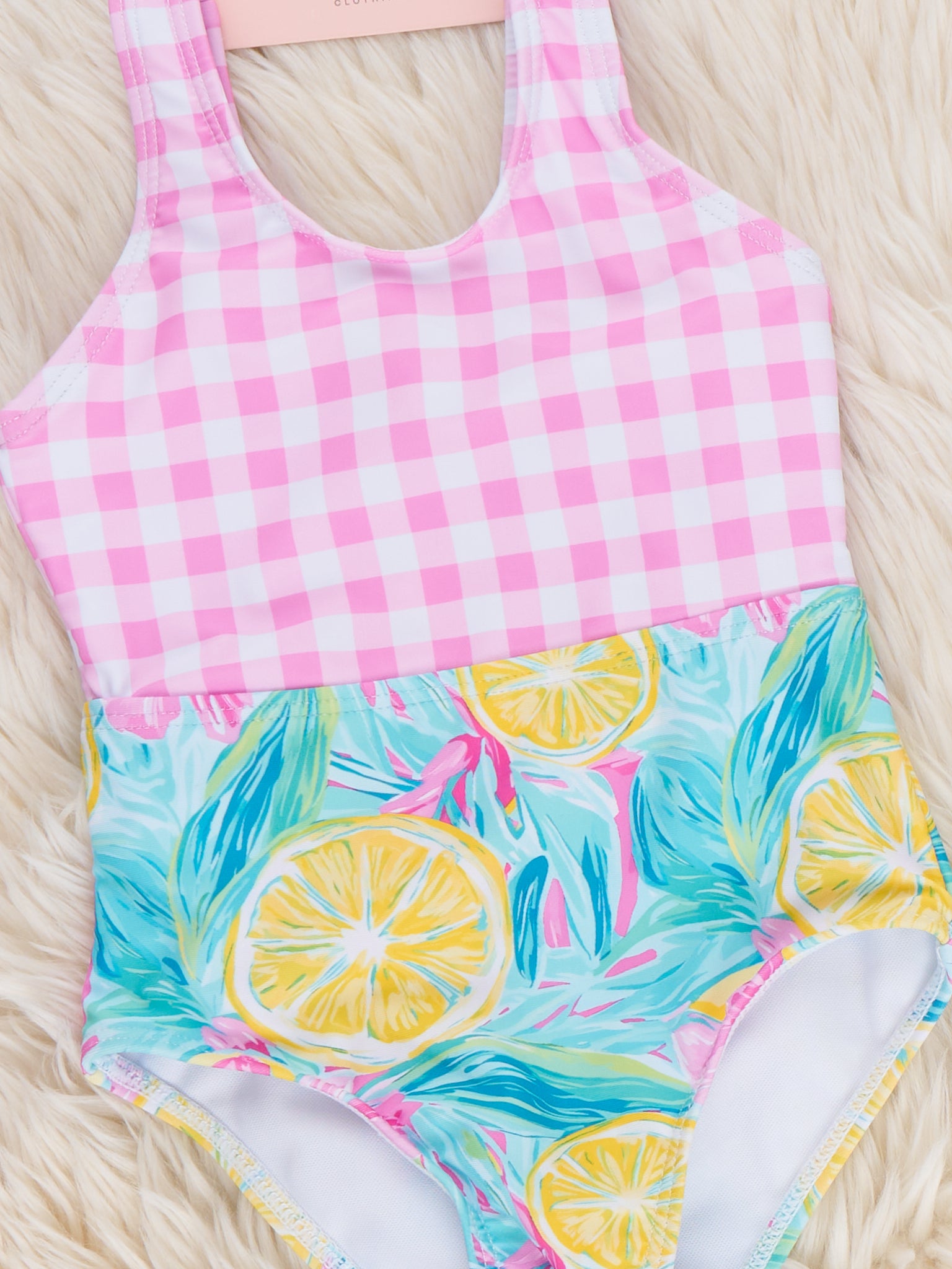 Lemon Checkered Ruffle Swimsuit - Marie Nicole Clothing