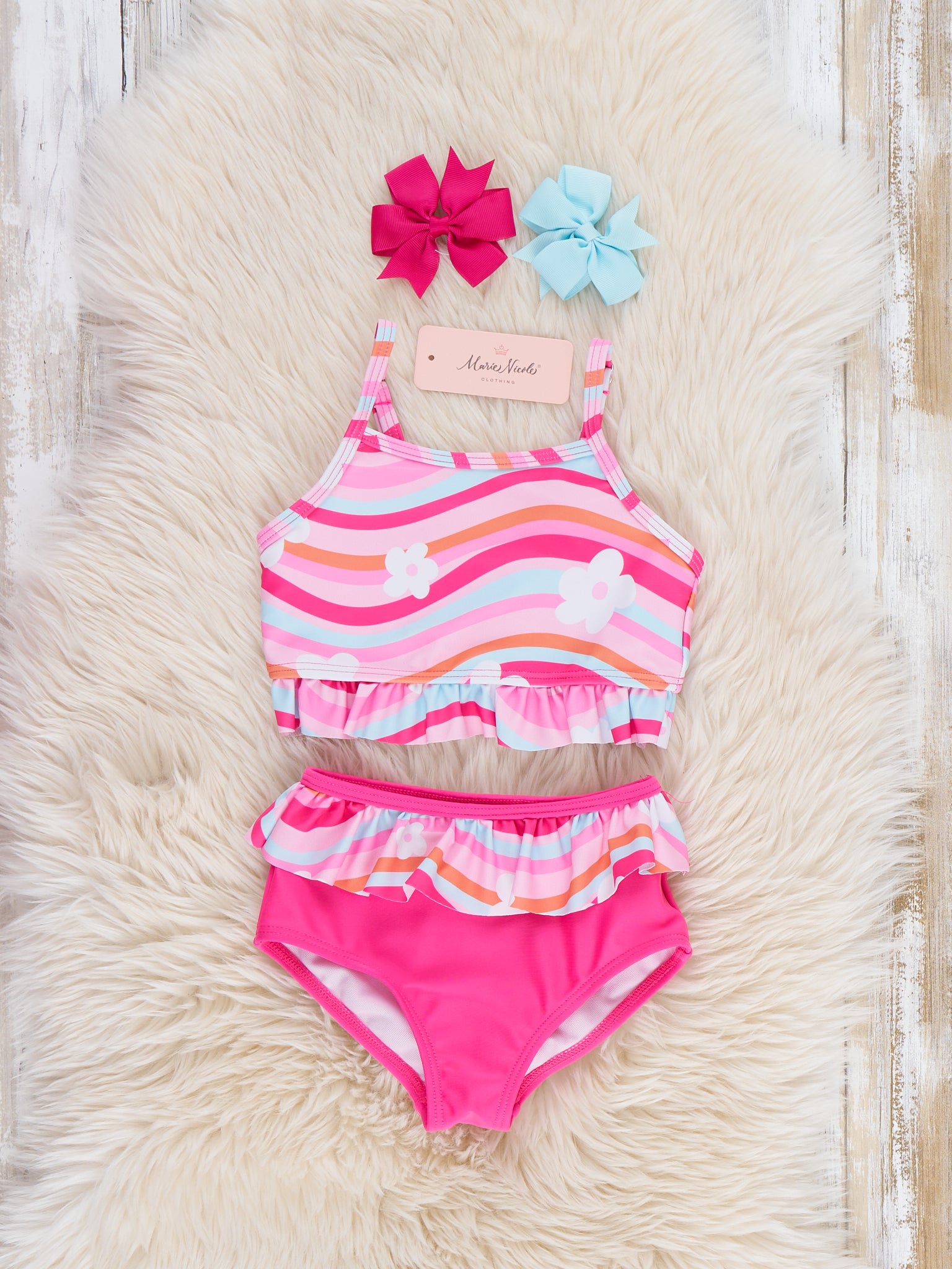 Wavy Blooms Ruffle Swimsuit - Marie Nicole Clothing