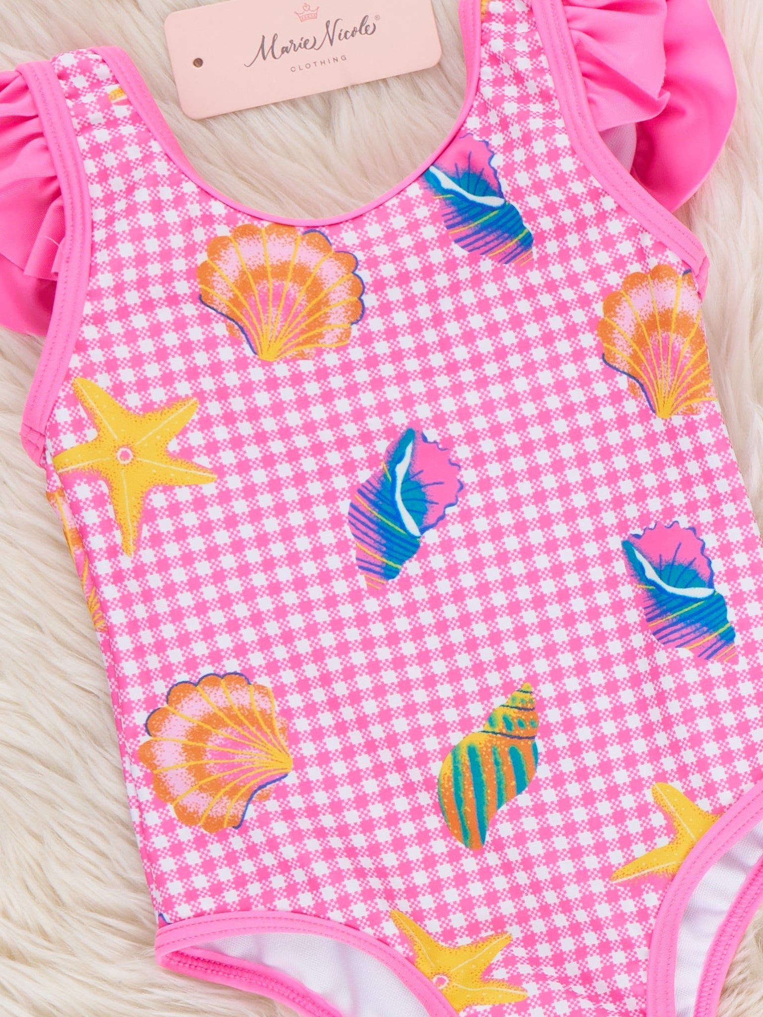Beach Treasures Gingham Ruffle Swimsuit - Marie Nicole Clothing