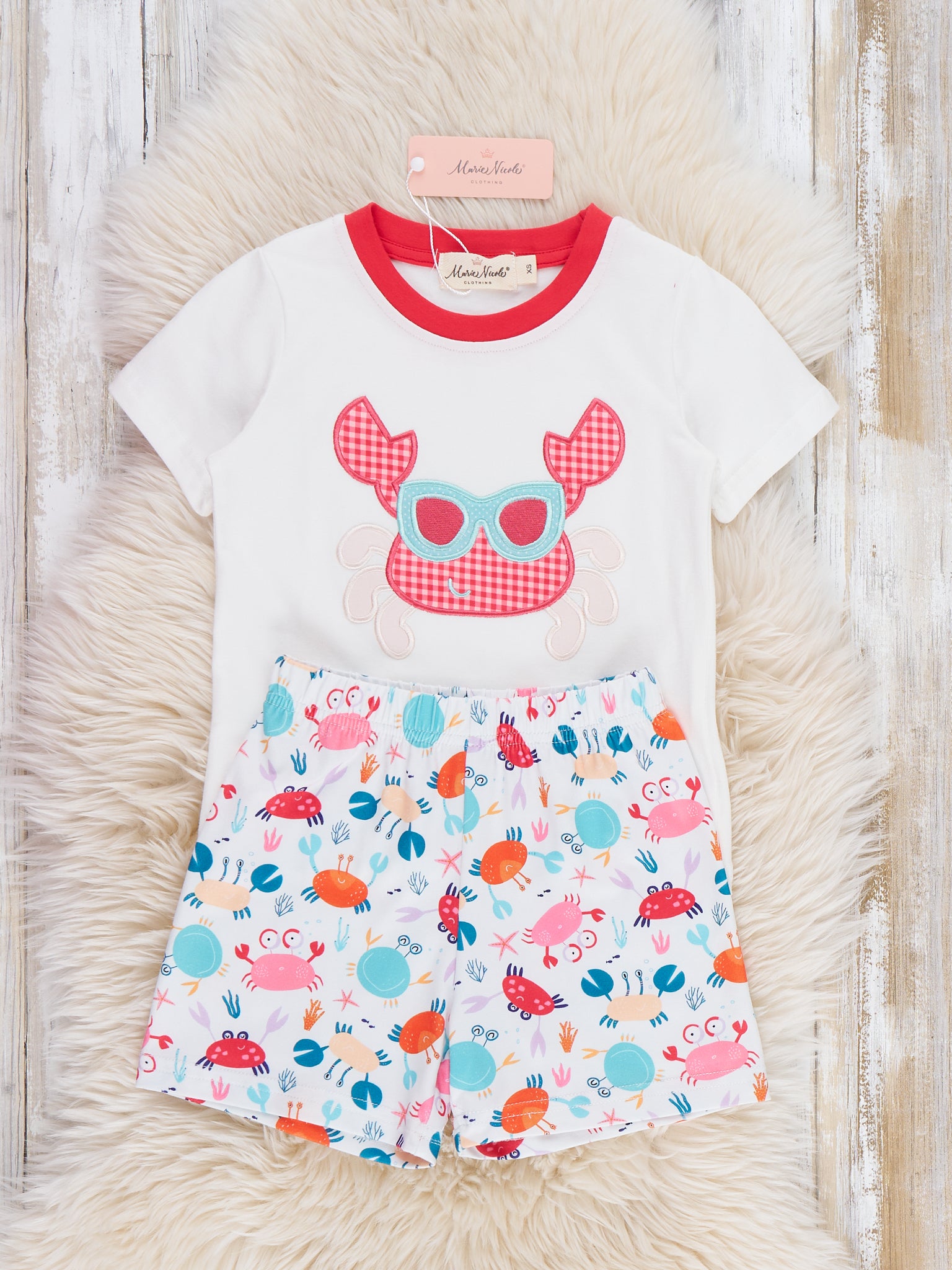 Crab Vacation Embroidered Outfit - Marie Nicole Clothing