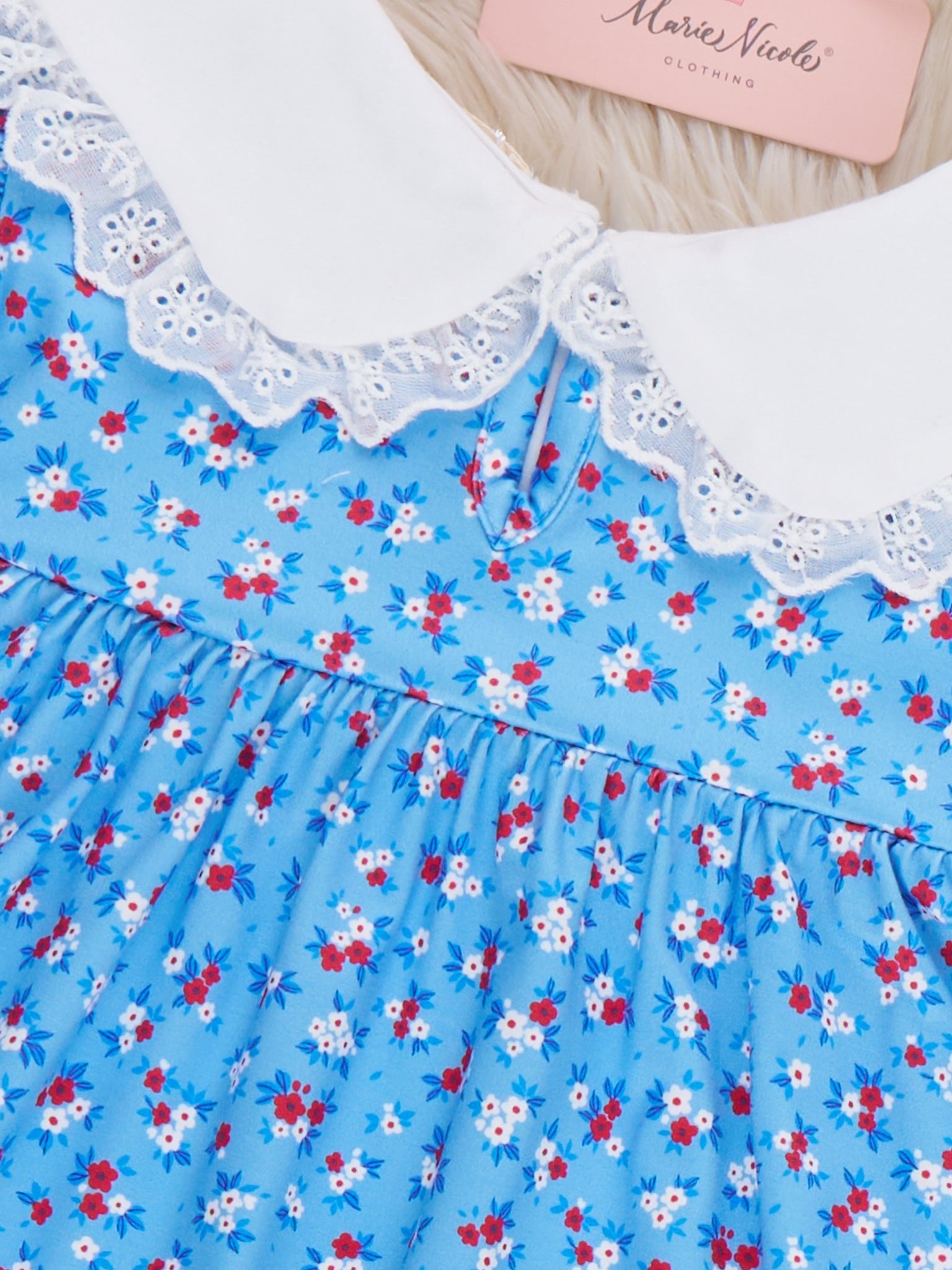 American Dreamer Embroidered Lace Ruffle Dress - Marie Nicole Clothing