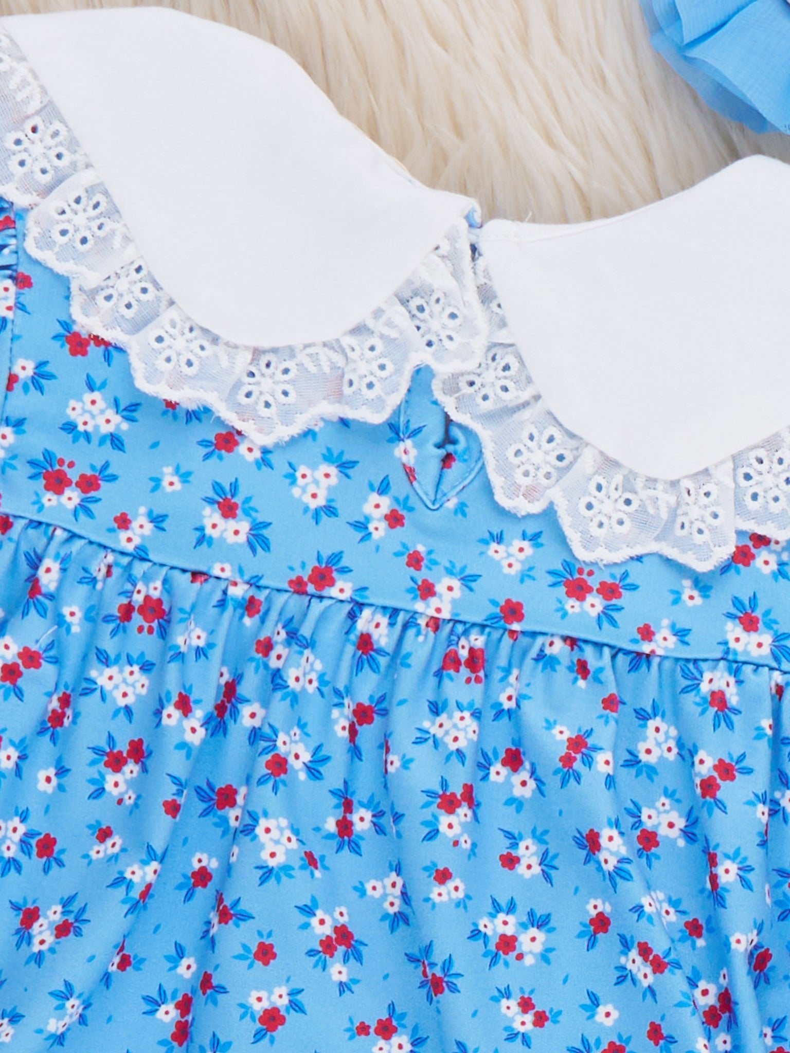 American Dreamer Embroidered Lace Ruffle Romper - Marie Nicole Clothing