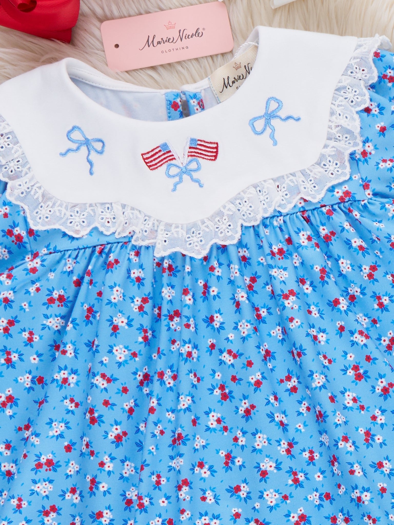 American Dreamer Embroidered Lace Ruffle Outfit - Marie Nicole Clothing