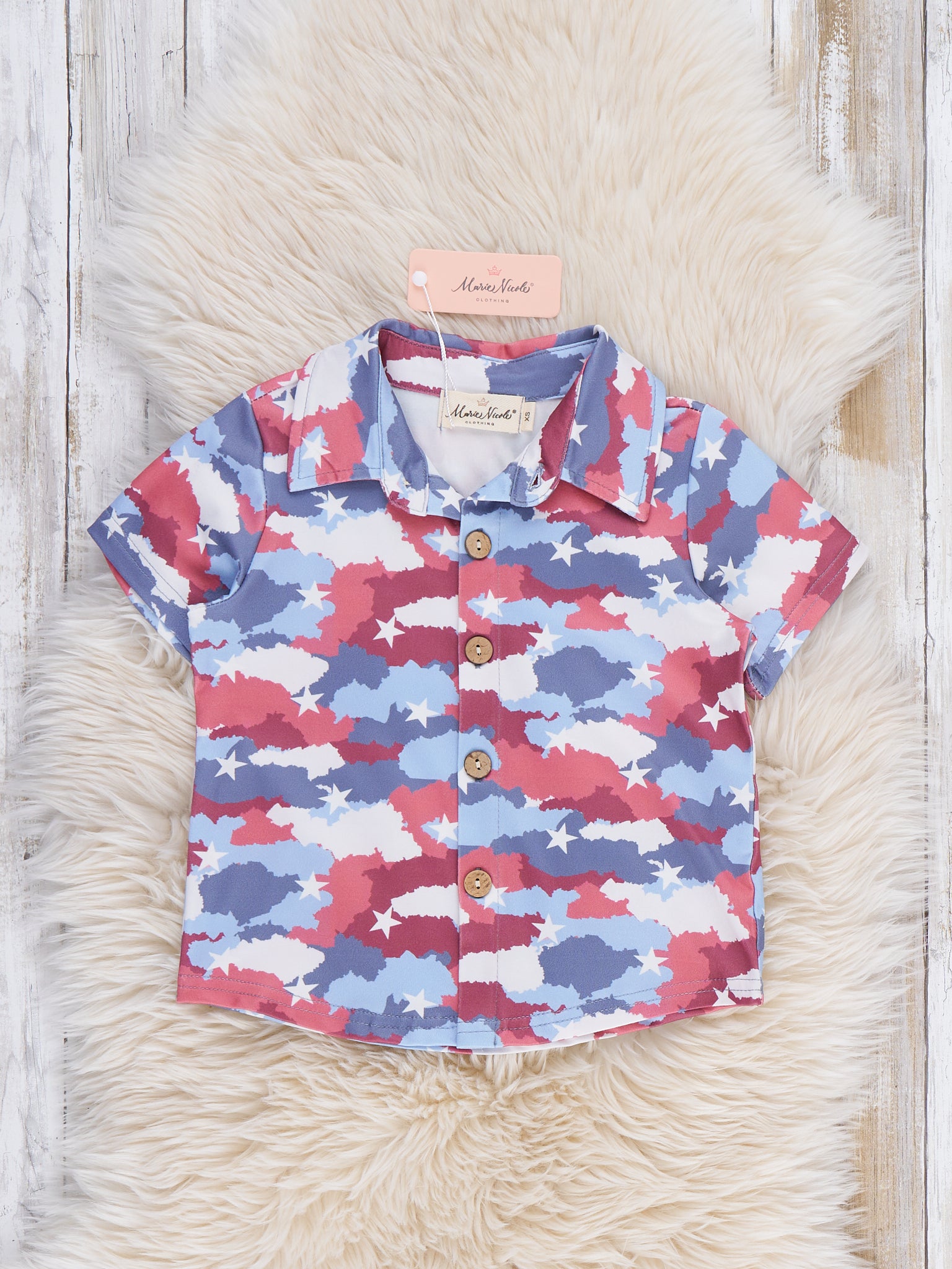 Stars & Camouflage Shirt - Marie Nicole Clothing