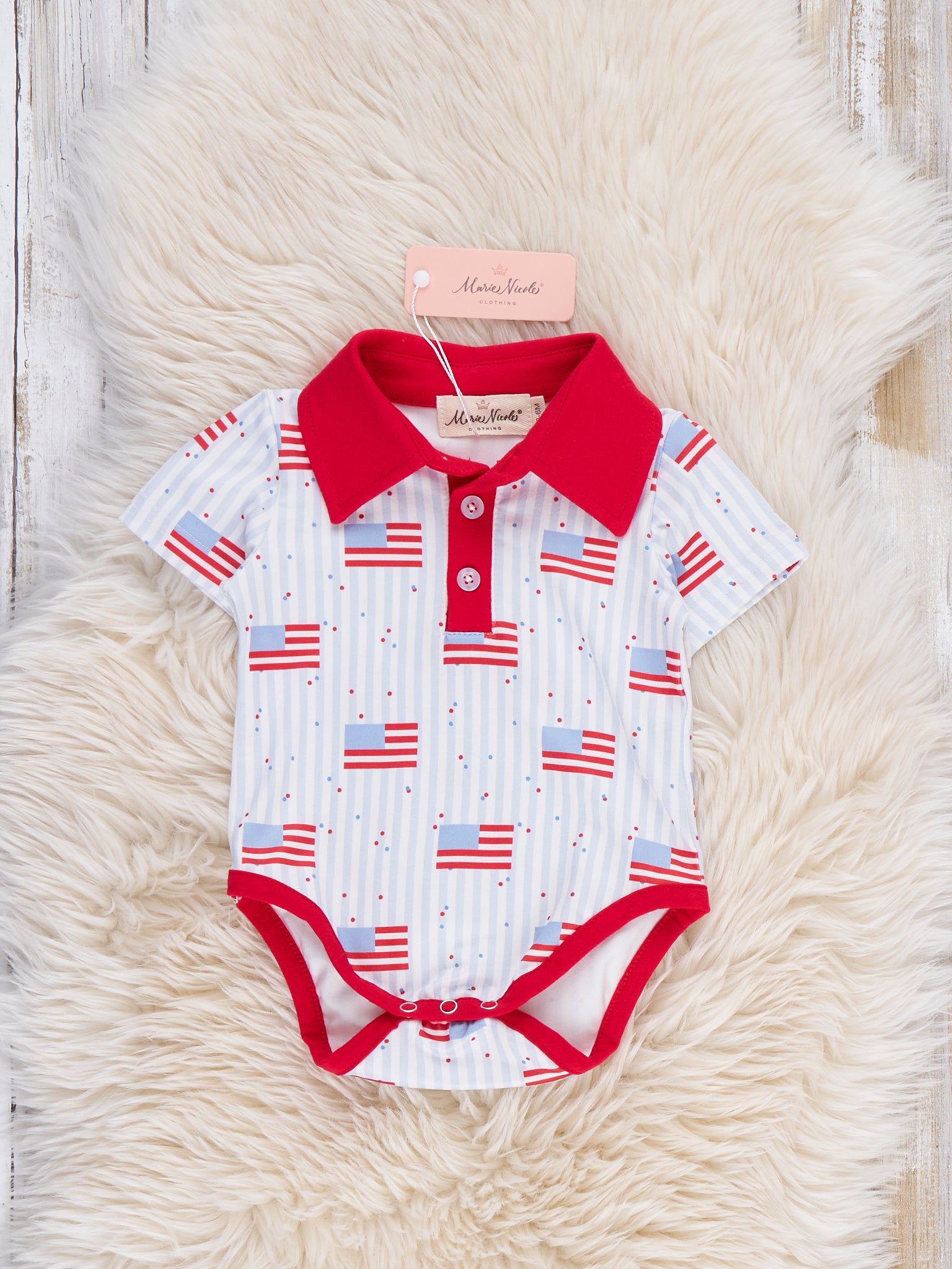 Flag Day Polo Onesie - Marie Nicole Clothing