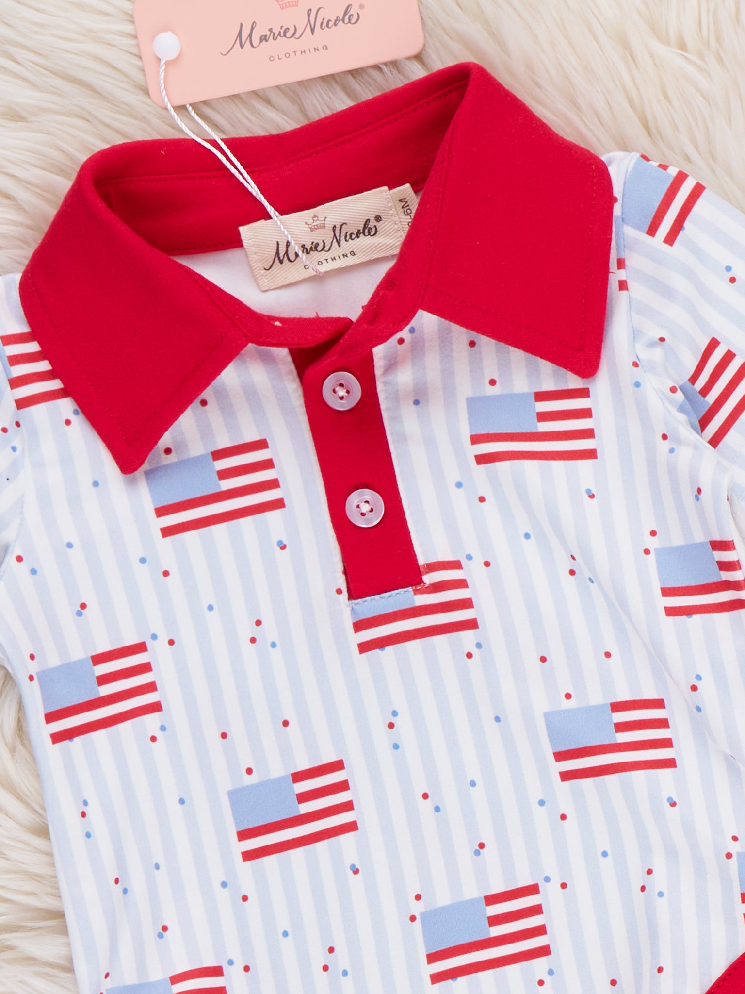Flag Day Polo Onesie - Marie Nicole Clothing