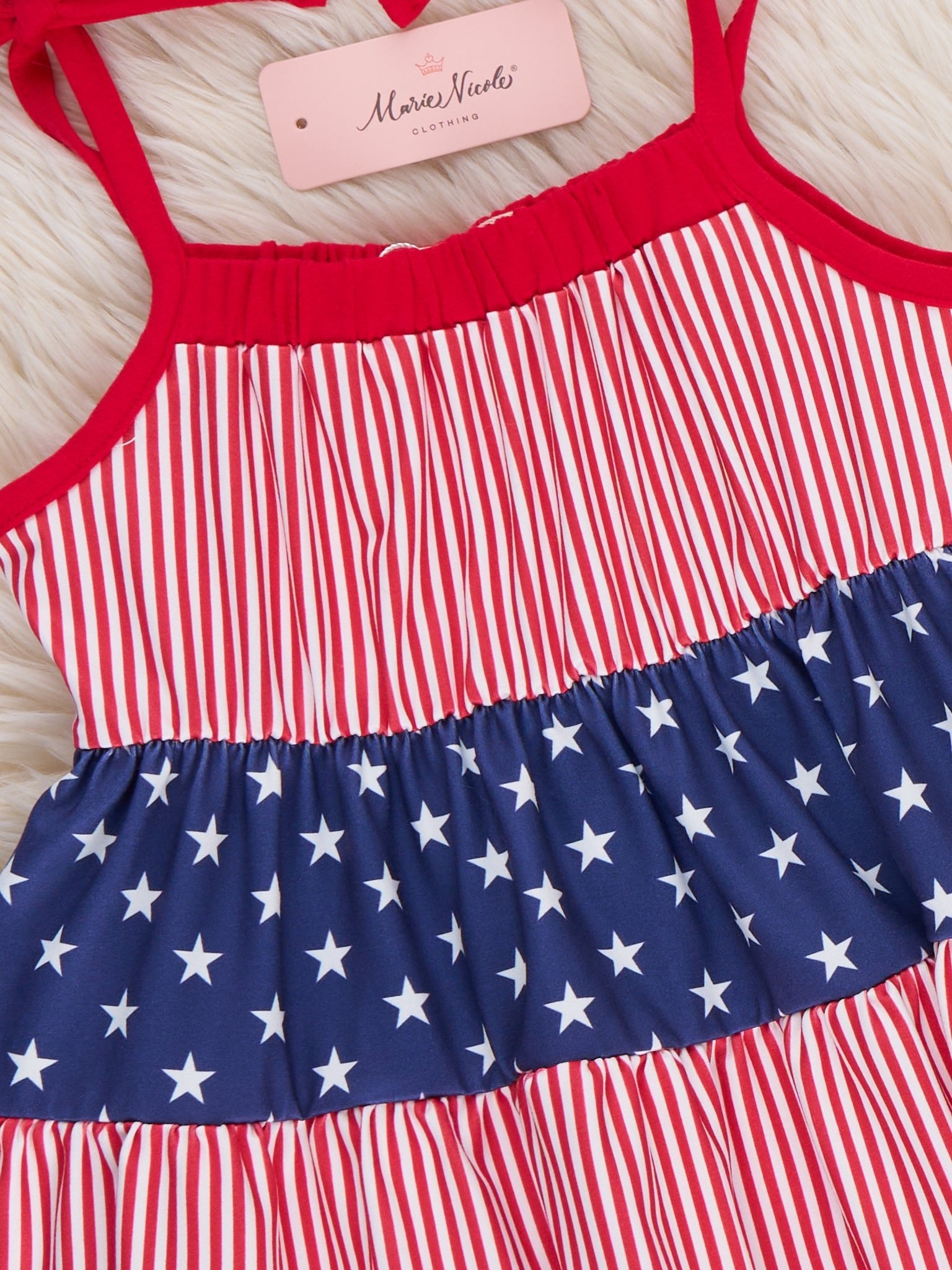 Stars And Stripes Ruffle Dress - Marie Nicole Clothing