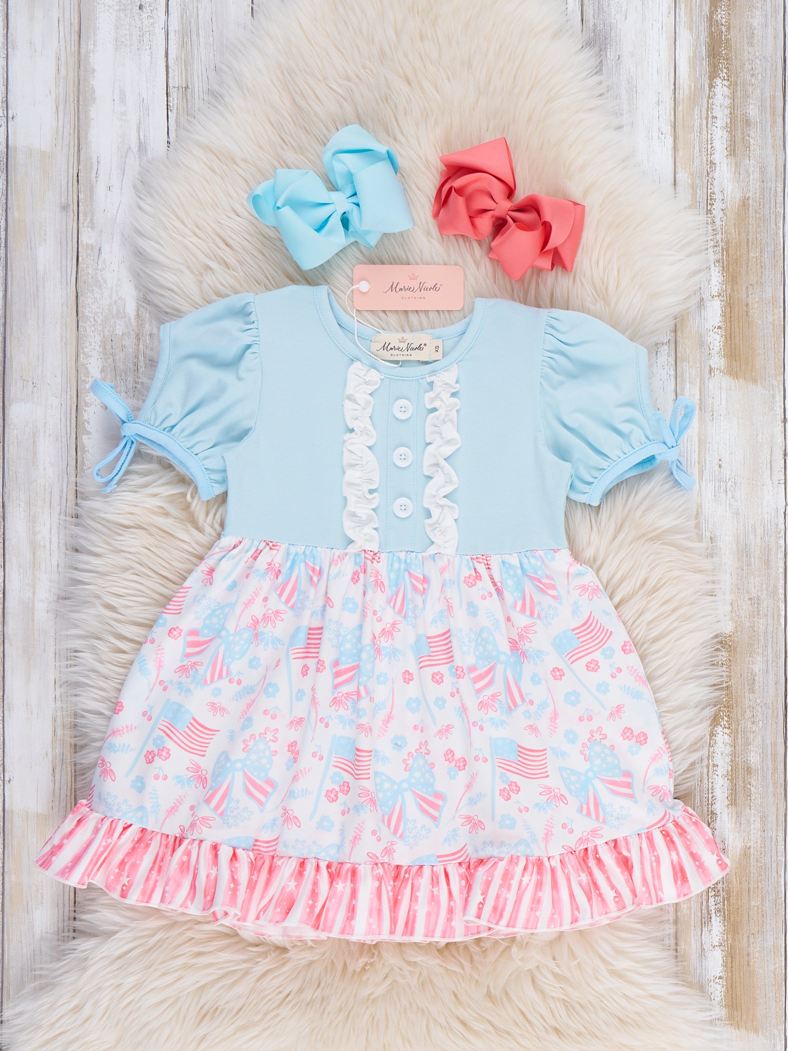 Freedom Twirl Ruffle Dress - Marie Nicole Clothing