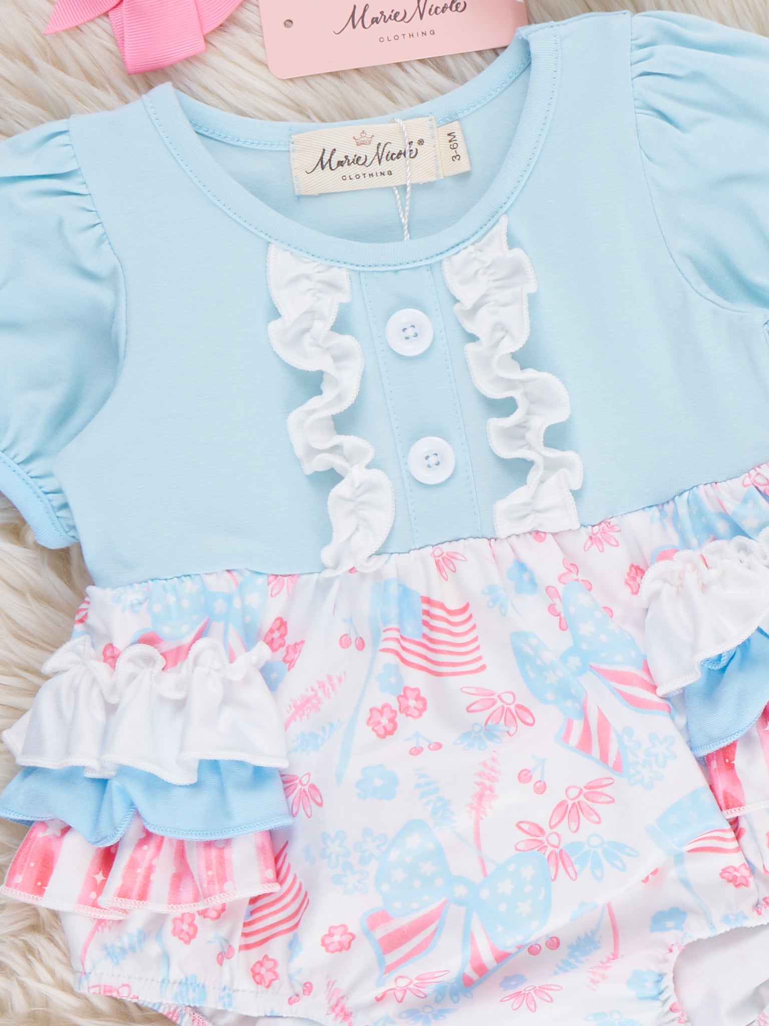 Freedom Twirl Ruffle Bubble Romper - Marie Nicole Clothing