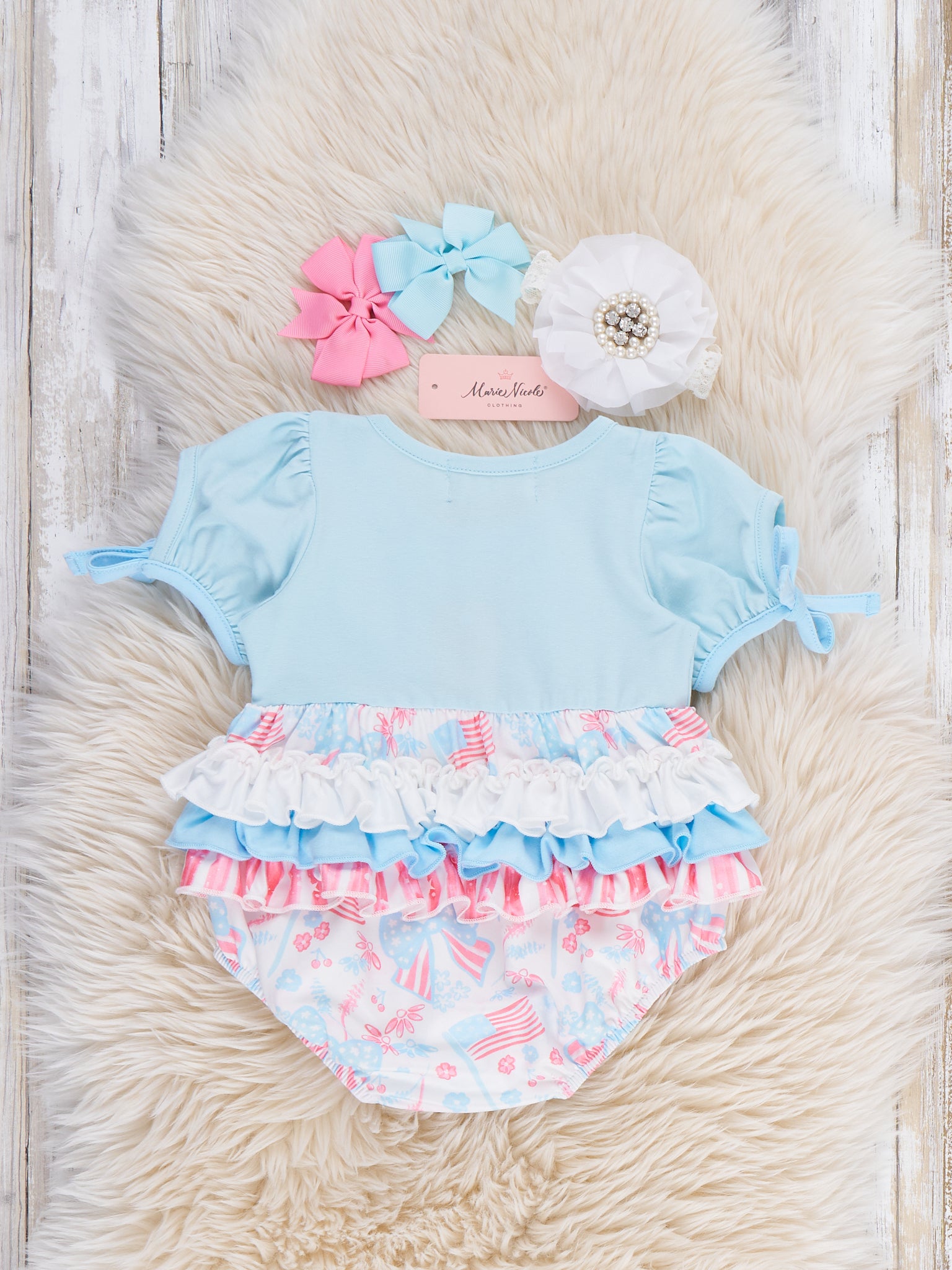Freedom Twirl Ruffle Bubble Romper - Marie Nicole Clothing