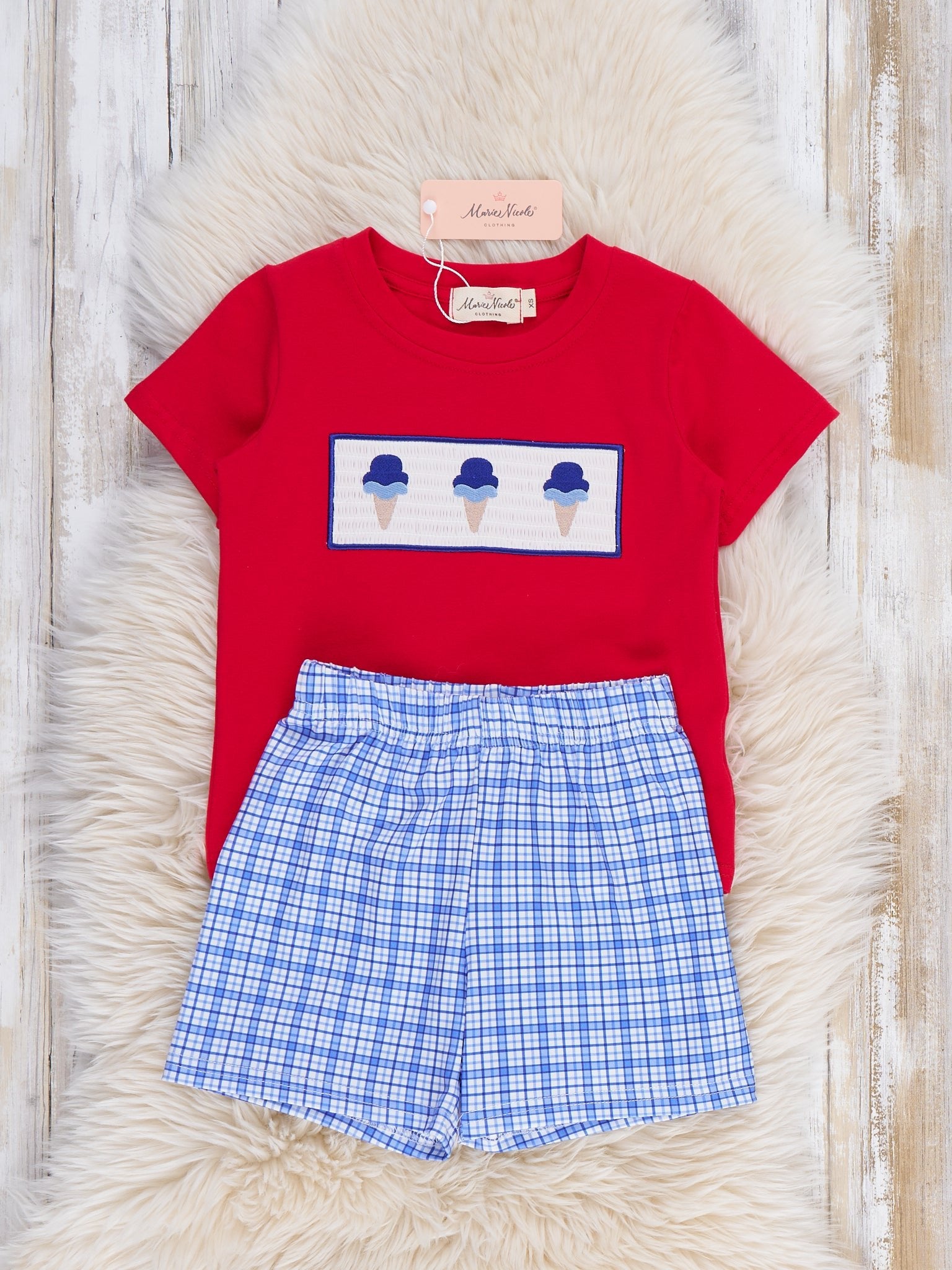 Ice Cream & Independence Smocked Outfit - Marie Nicole Clothing