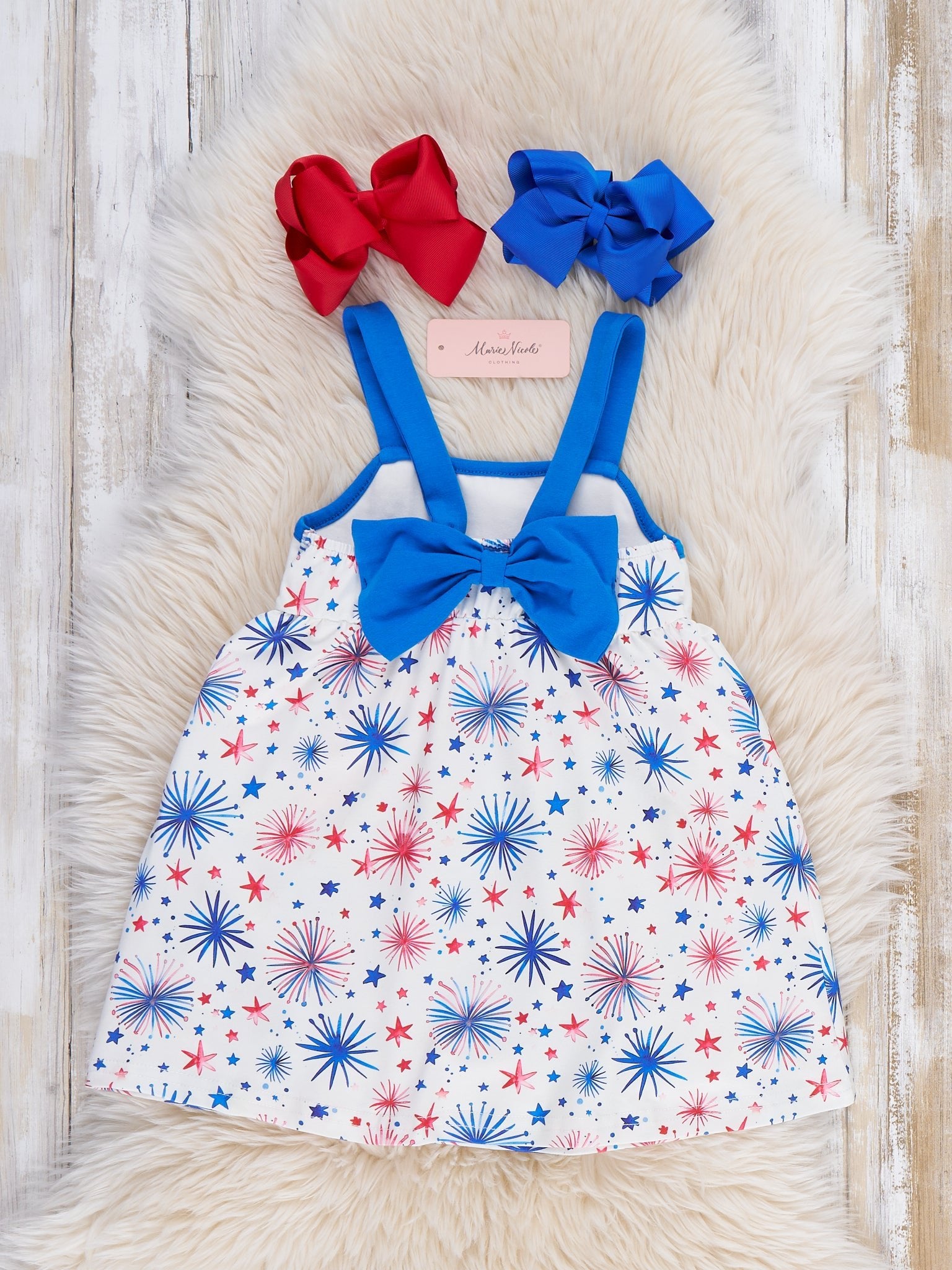 Fireworks & Freedom Embroidered Dress - Marie Nicole Clothing