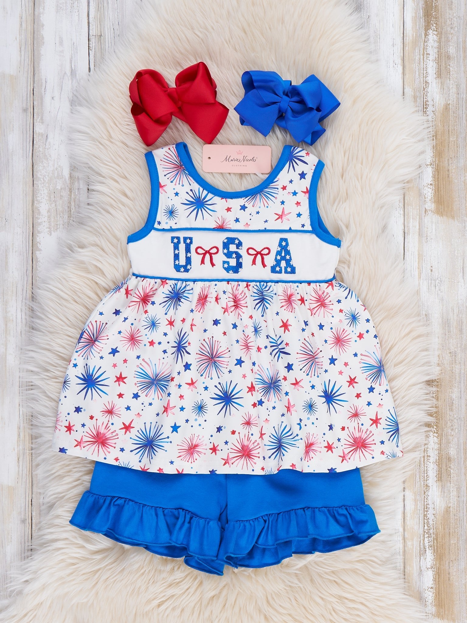 Fireworks & Freedom Embroidered Outfit - Marie Nicole Clothing