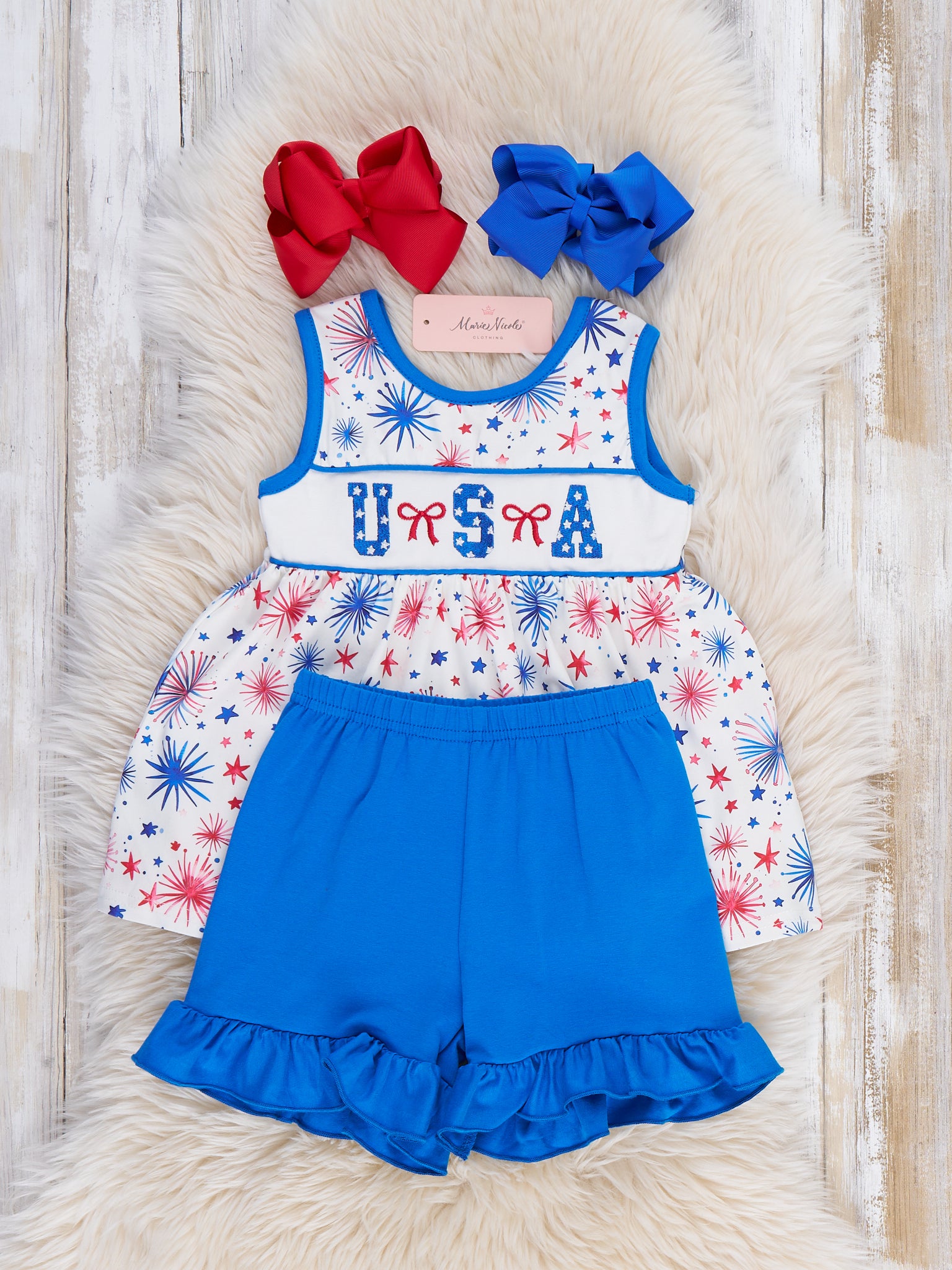 Fireworks & Freedom Embroidered Outfit - Marie Nicole Clothing