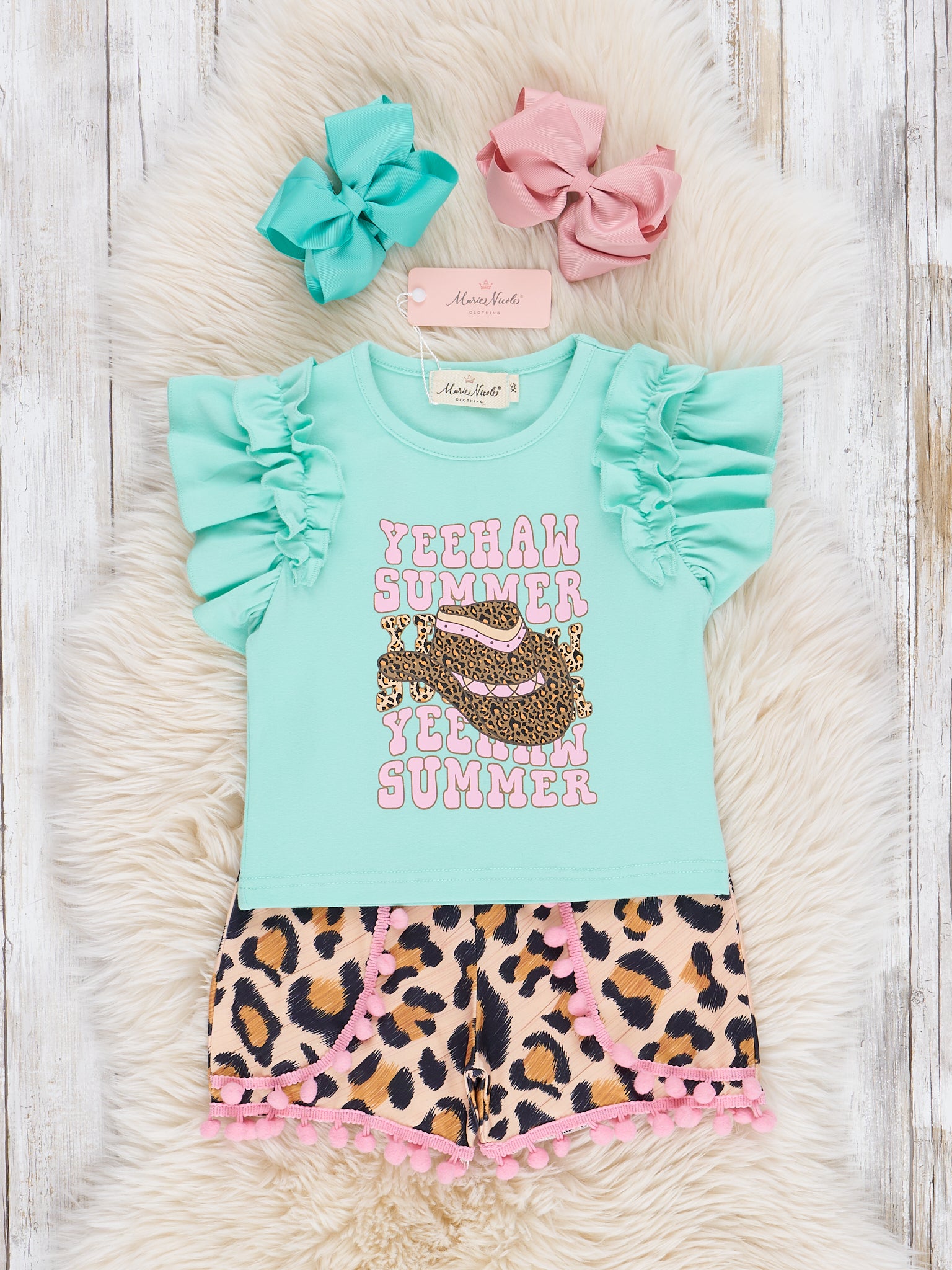 Yeehaw Summer Mint Ruffle Outfit - Marie Nicole Clothing