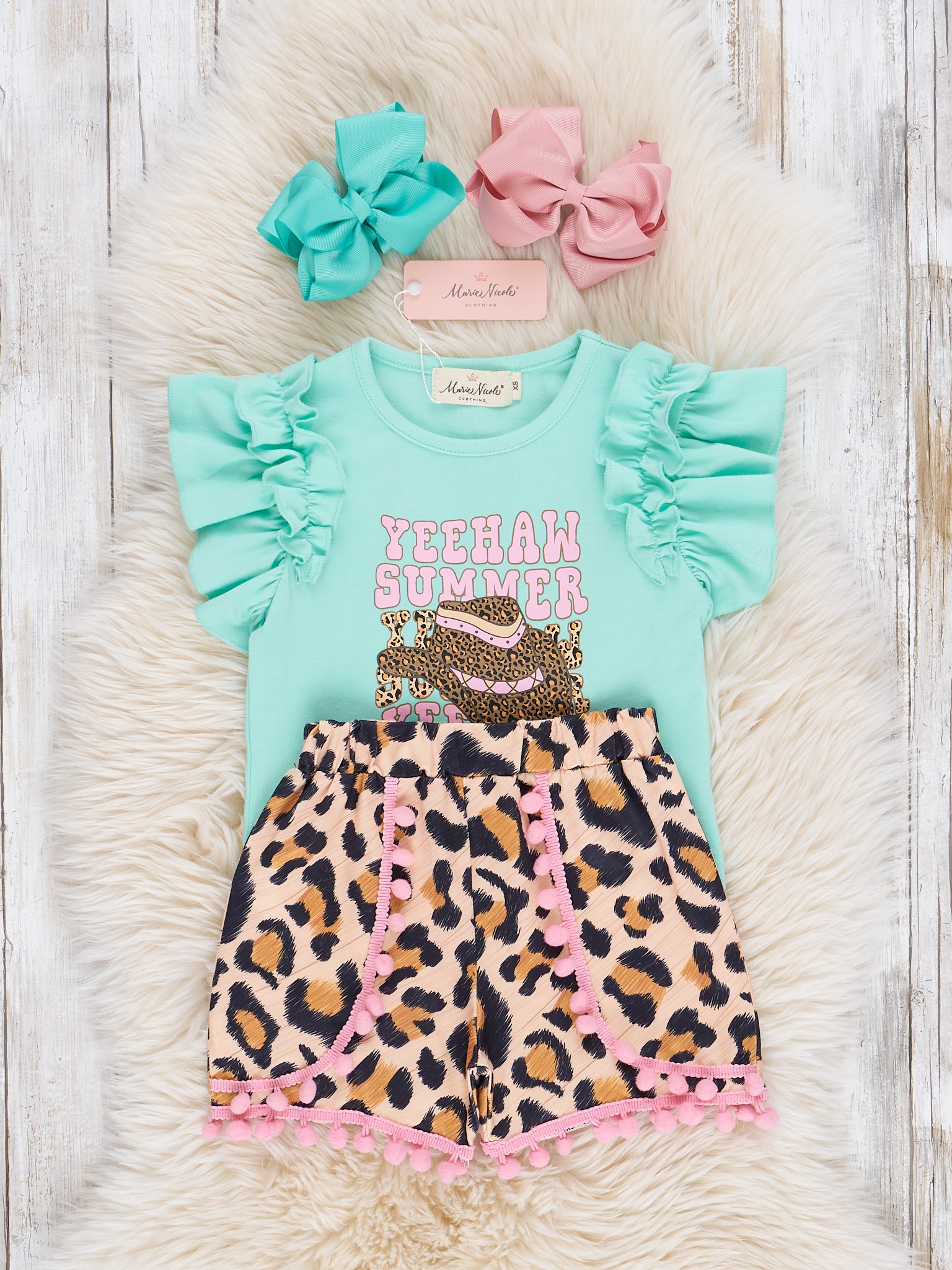 Yeehaw Summer Mint Ruffle Outfit - Marie Nicole Clothing