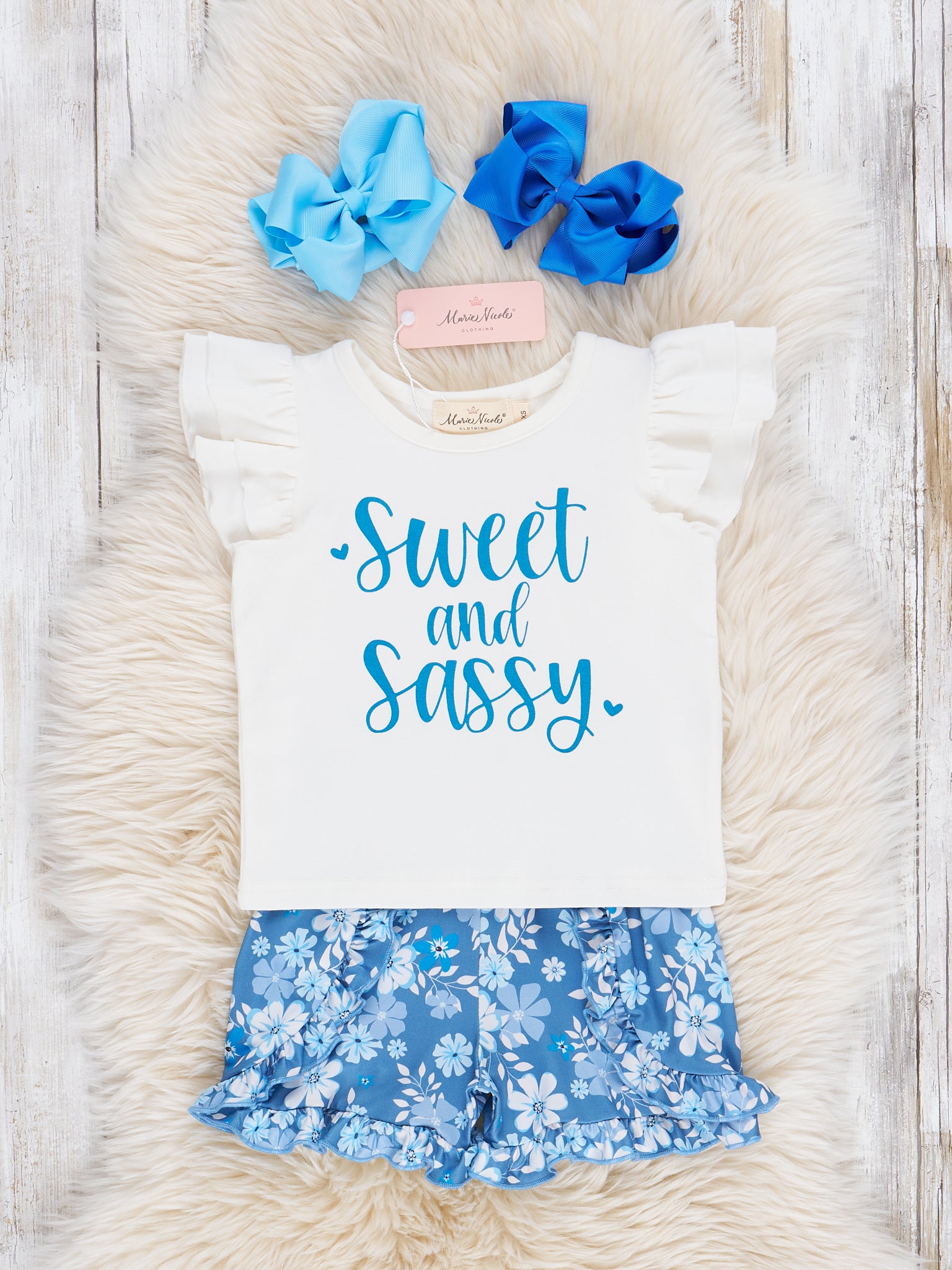 Sweet & Sassy Floral Ruffle Outfit - Marie Nicole Clothing