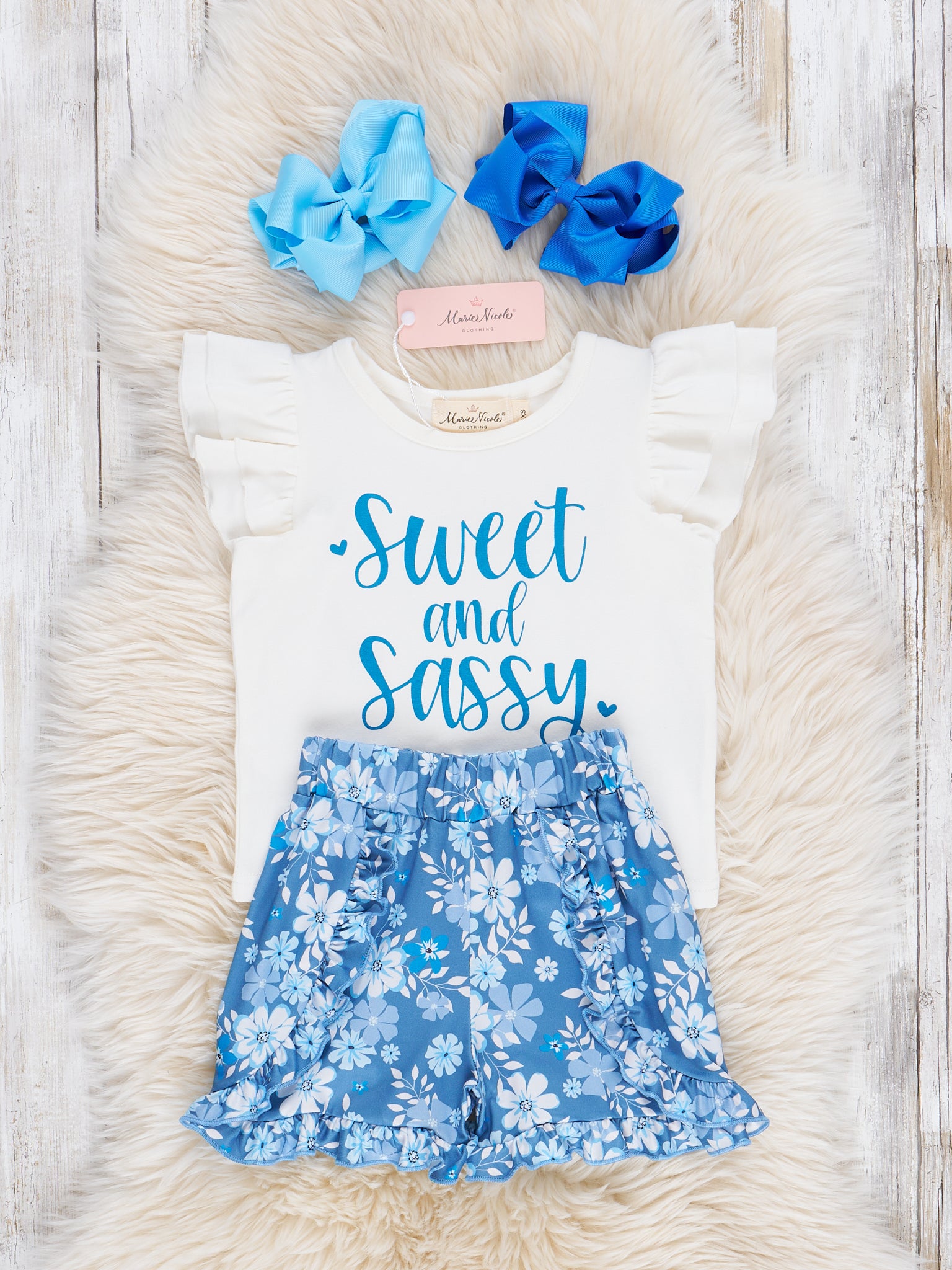 Sweet & Sassy Floral Ruffle Outfit - Marie Nicole Clothing