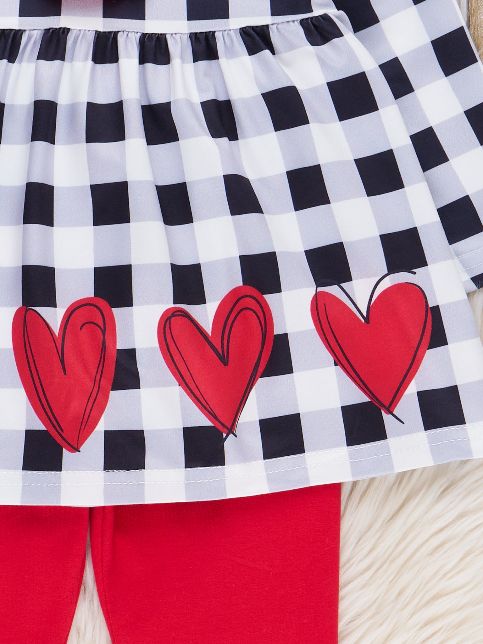 Black & White Gingham Hearts Outfit - Marie Nicole Clothing