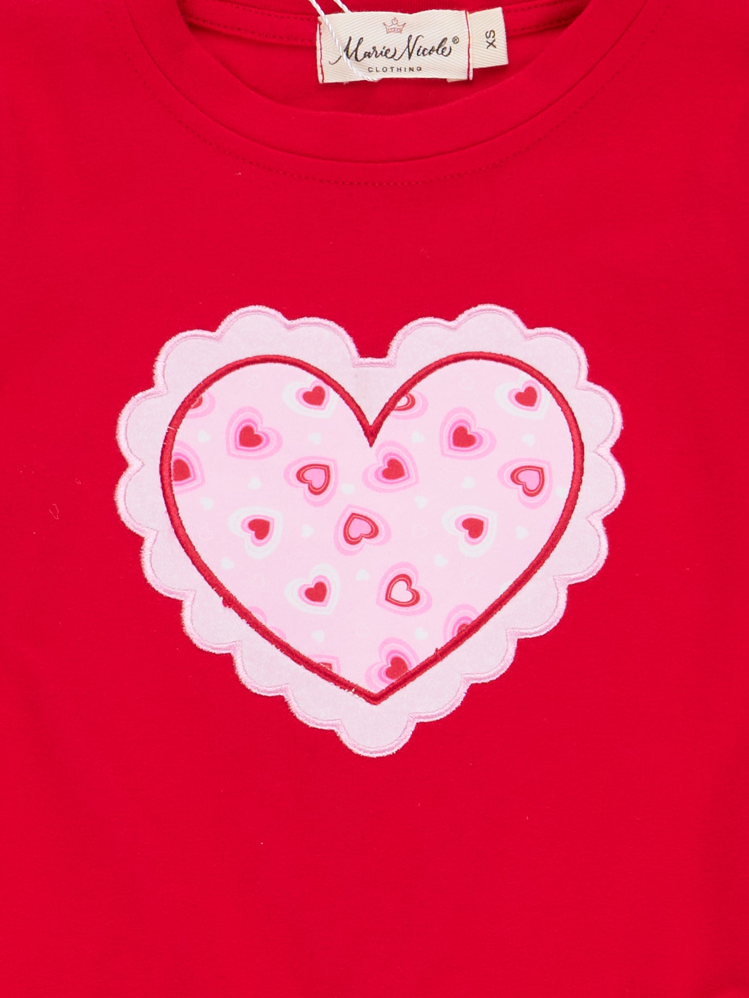 Red & Pink Stitched Heart Bell Bottoms Outfit - Marie Nicole Clothing