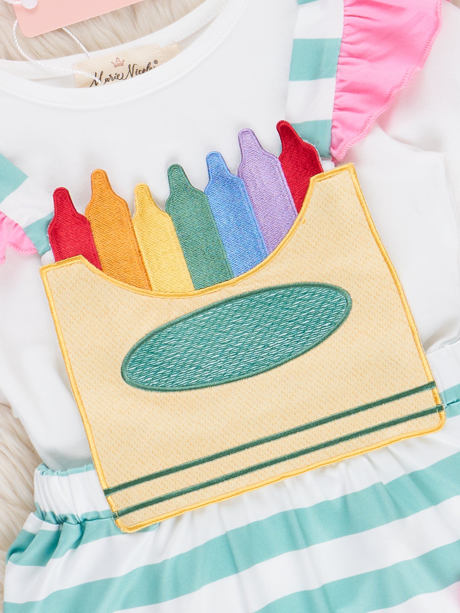 Striped Embroidered Crayon Box Skirtall Outfit - Marie Nicole Clothing