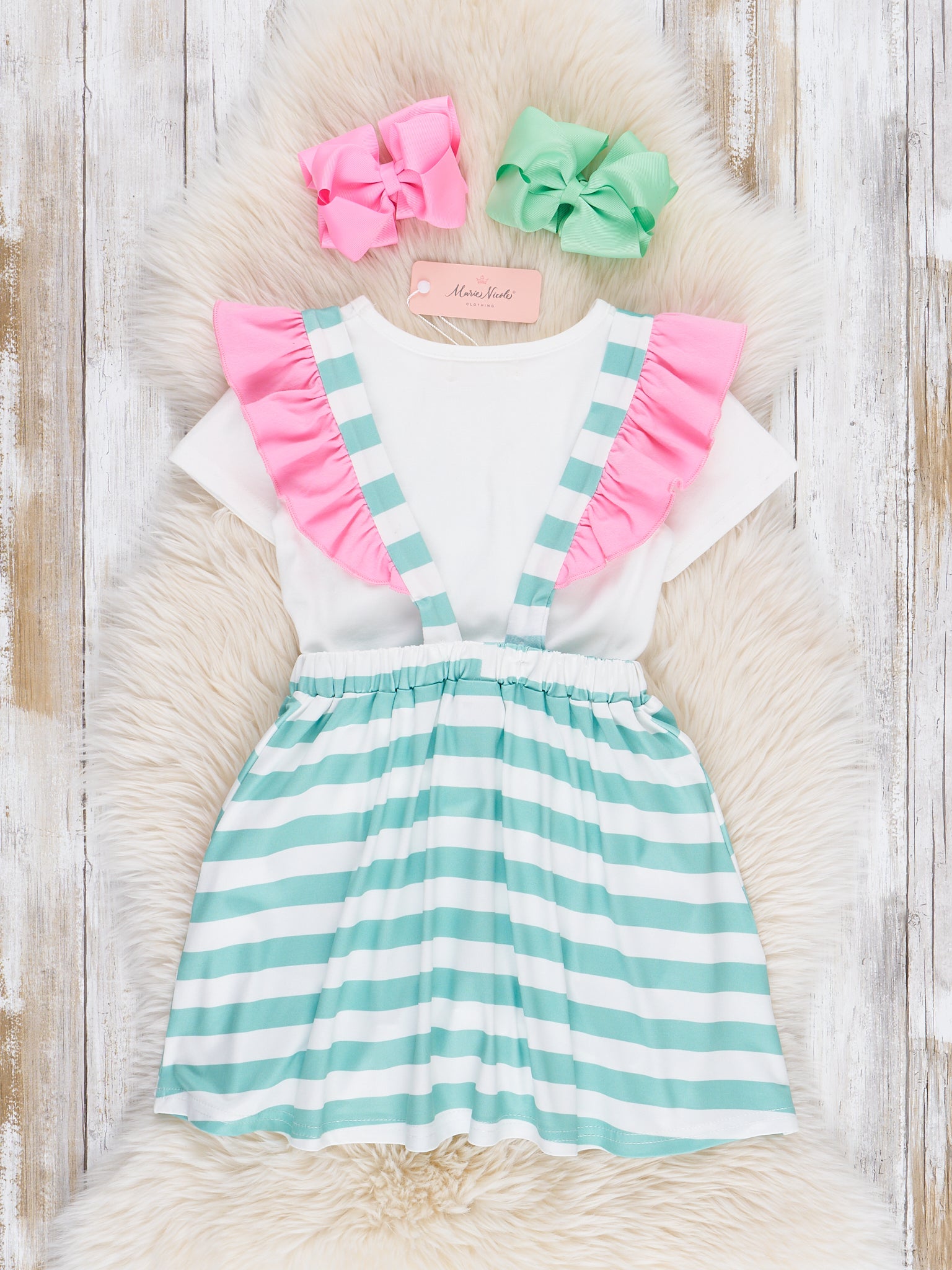Striped Embroidered Crayon Box Skirtall Outfit - Marie Nicole Clothing