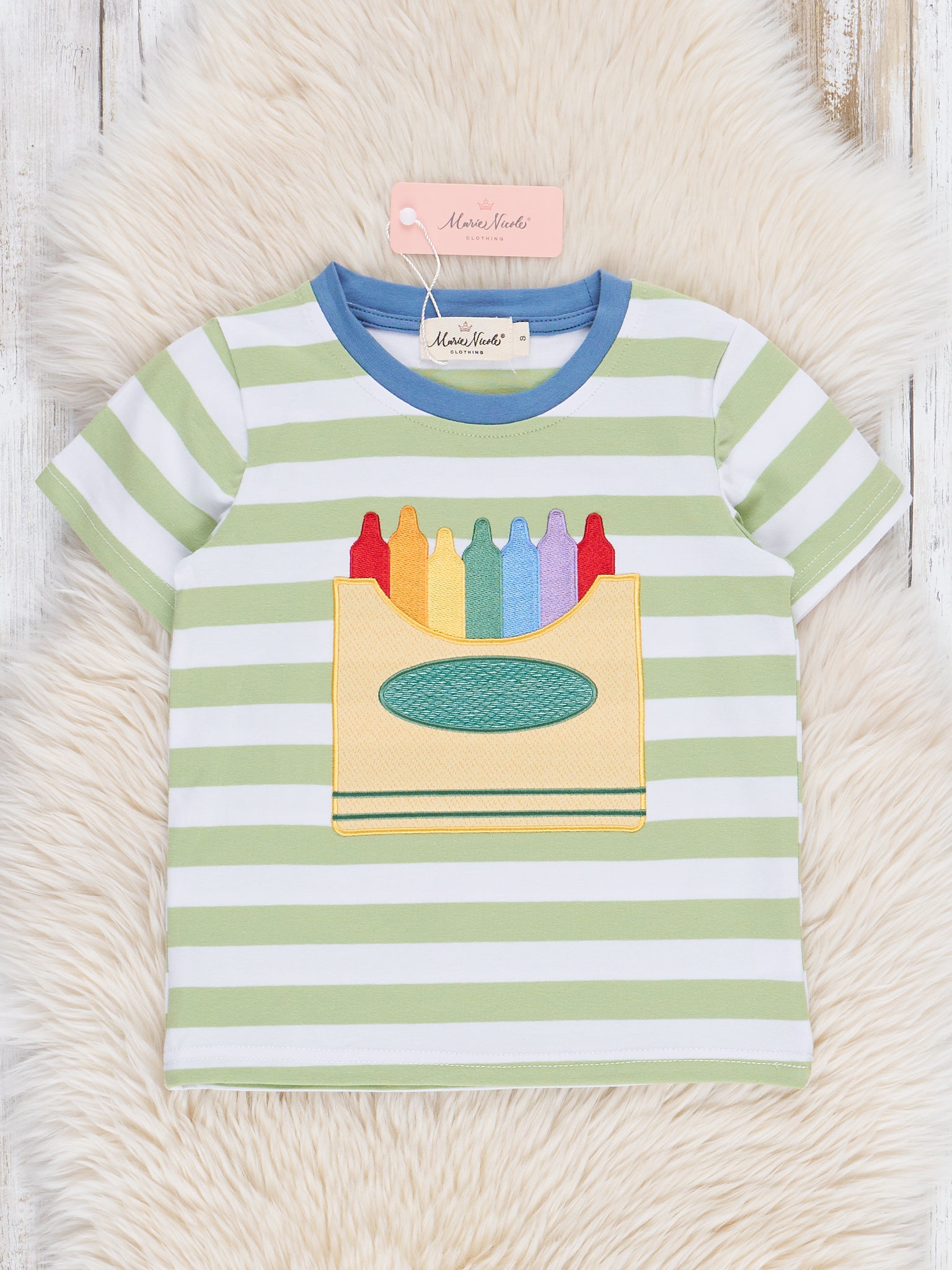Striped Embroidered Crayon Box Shirt - Marie Nicole Clothing