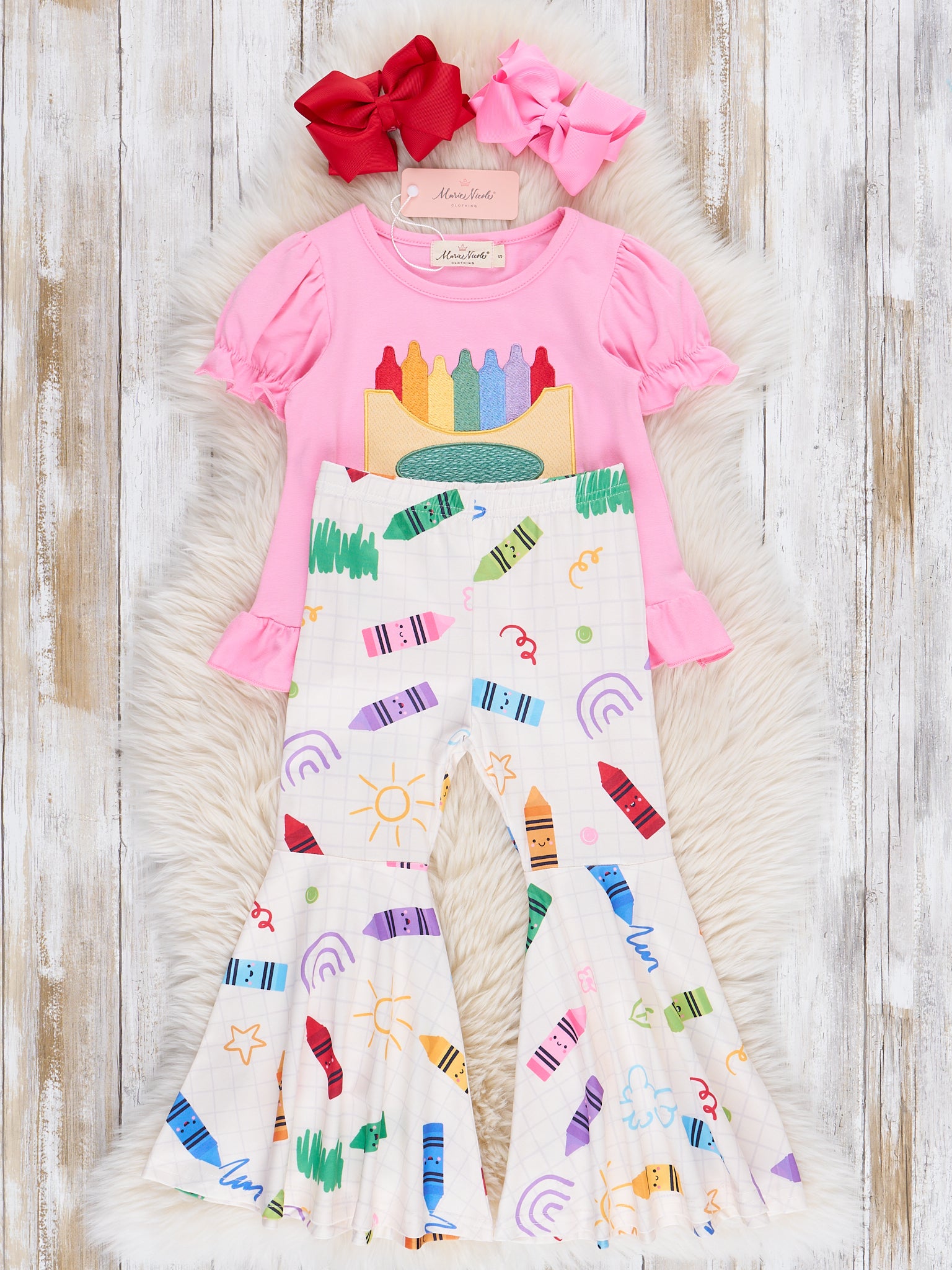 Cool Crayon Girl Bell Bottoms Outfit - Marie Nicole Clothing