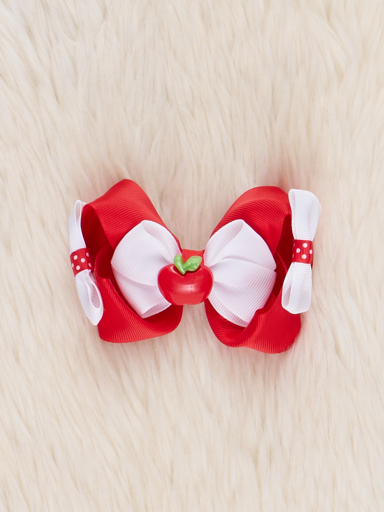 Apple Charm Ribbon Bow - Marie Nicole Clothing