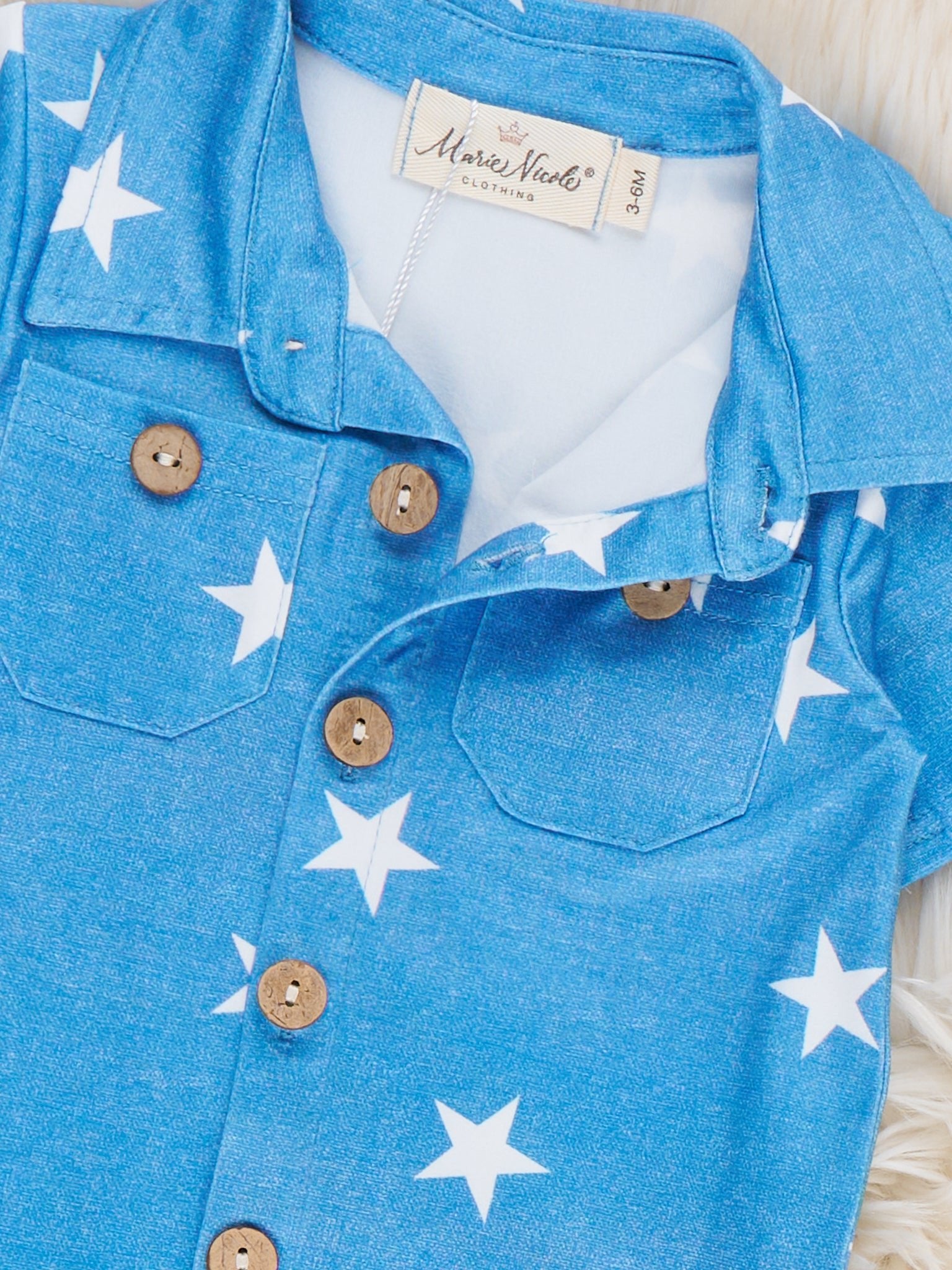 Patriotic Stars Button - Up Romper - Marie Nicole Clothing
