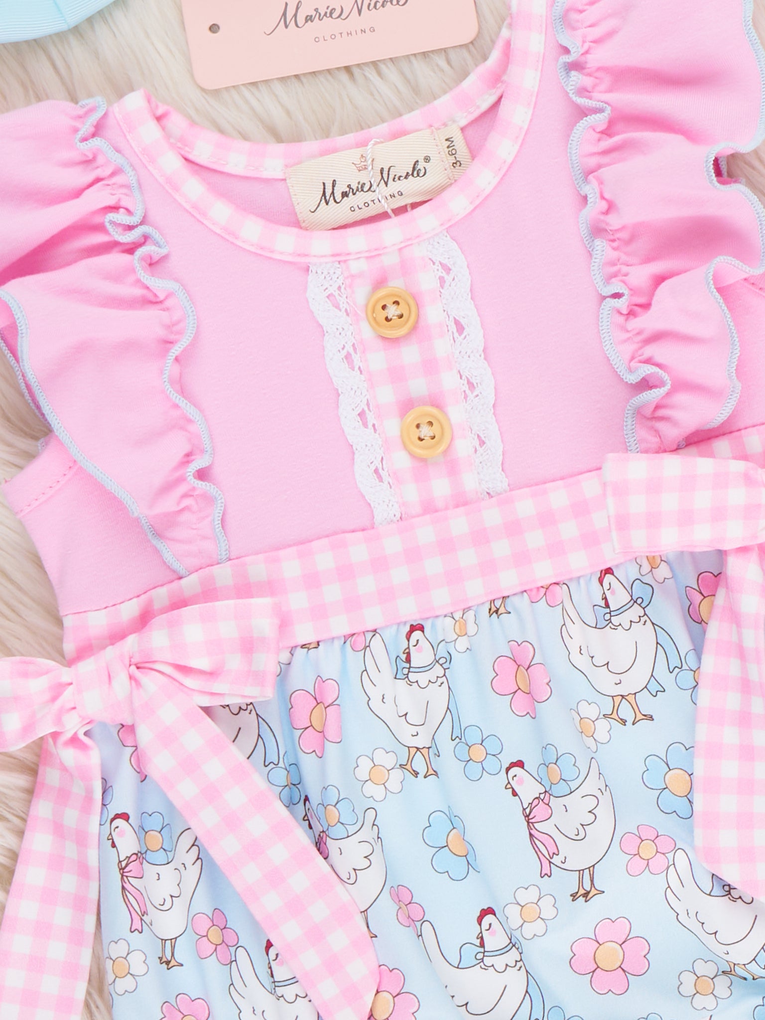 Happy Chickens Ruffle Bubble Romper - Marie Nicole Clothing