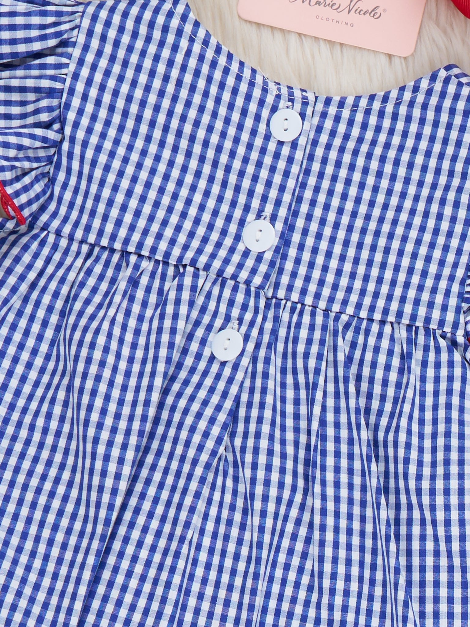 Sailboat Gingham Smocked Ruffle Outfit - Marie Nicole Clothing