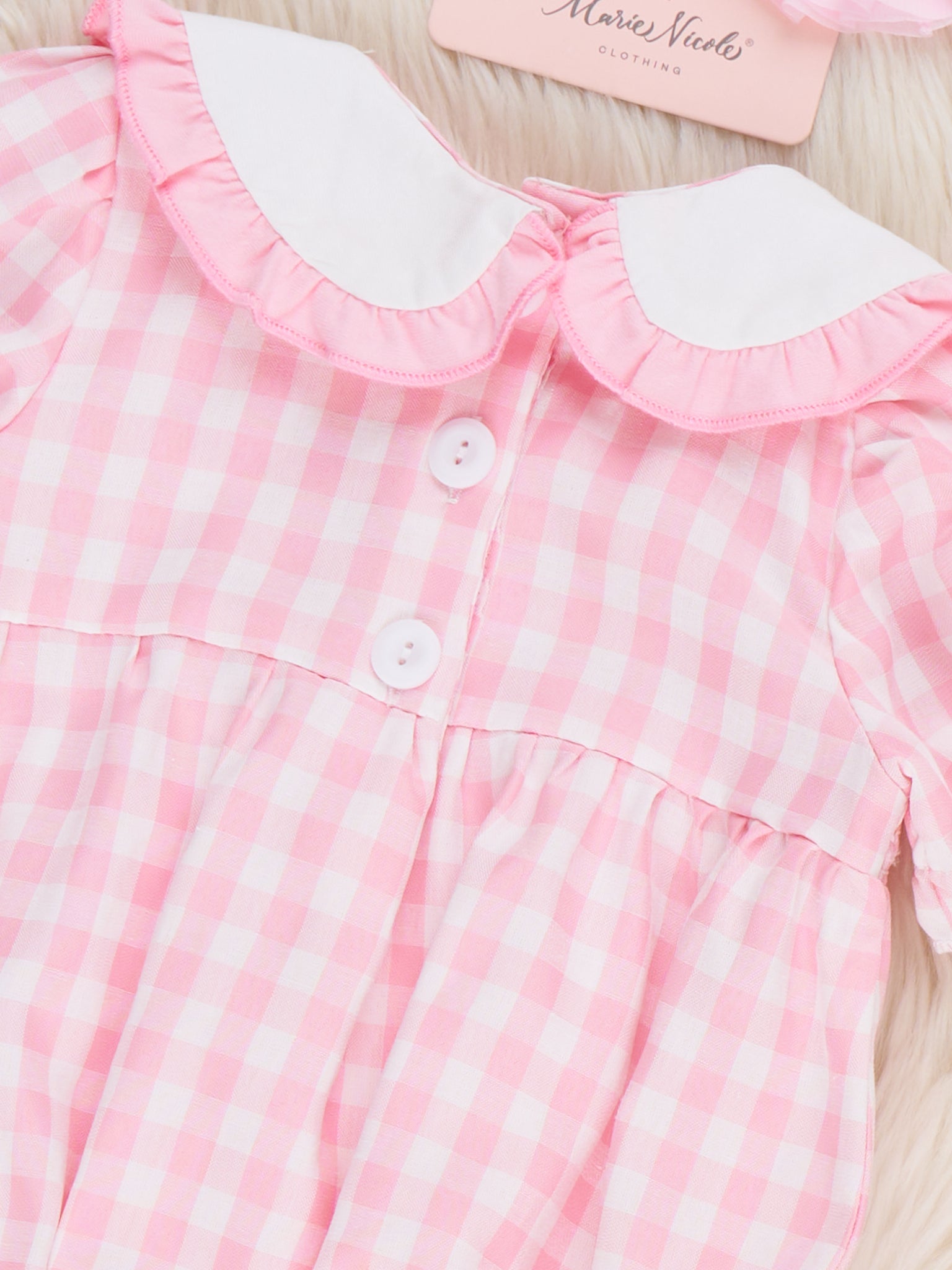 Pretty Bows Gingham Embroidered Romper - Marie Nicole Clothing