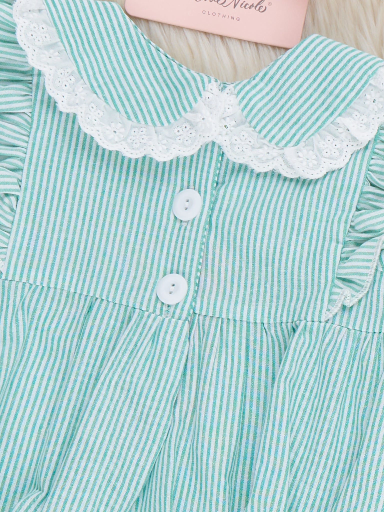 Watermelon Sweetie Ruffle Embroidered 100% Cotton Bubble Romper - Marie Nicole Clothing