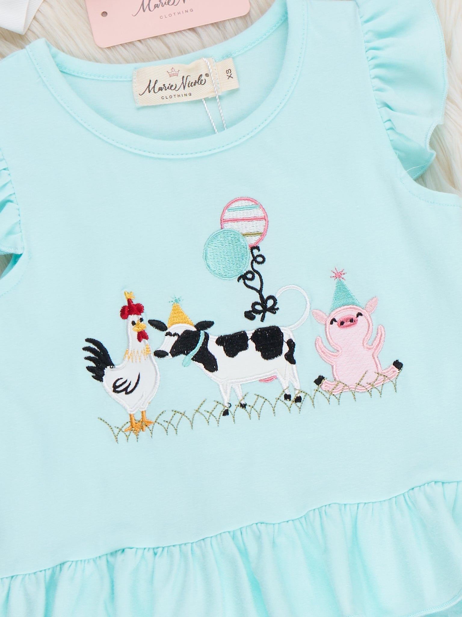 Barnyard Balloon Embroidered Ruffle Outfit - Marie Nicole Clothing