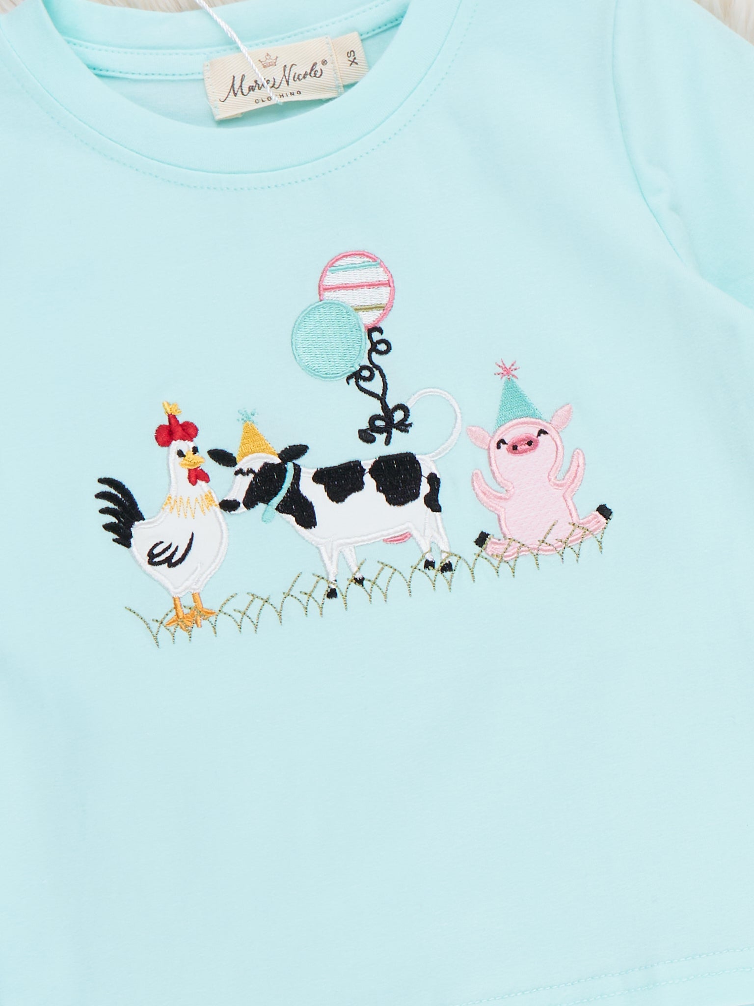 Barnyard Balloon Embroidered Outfit - Marie Nicole Clothing