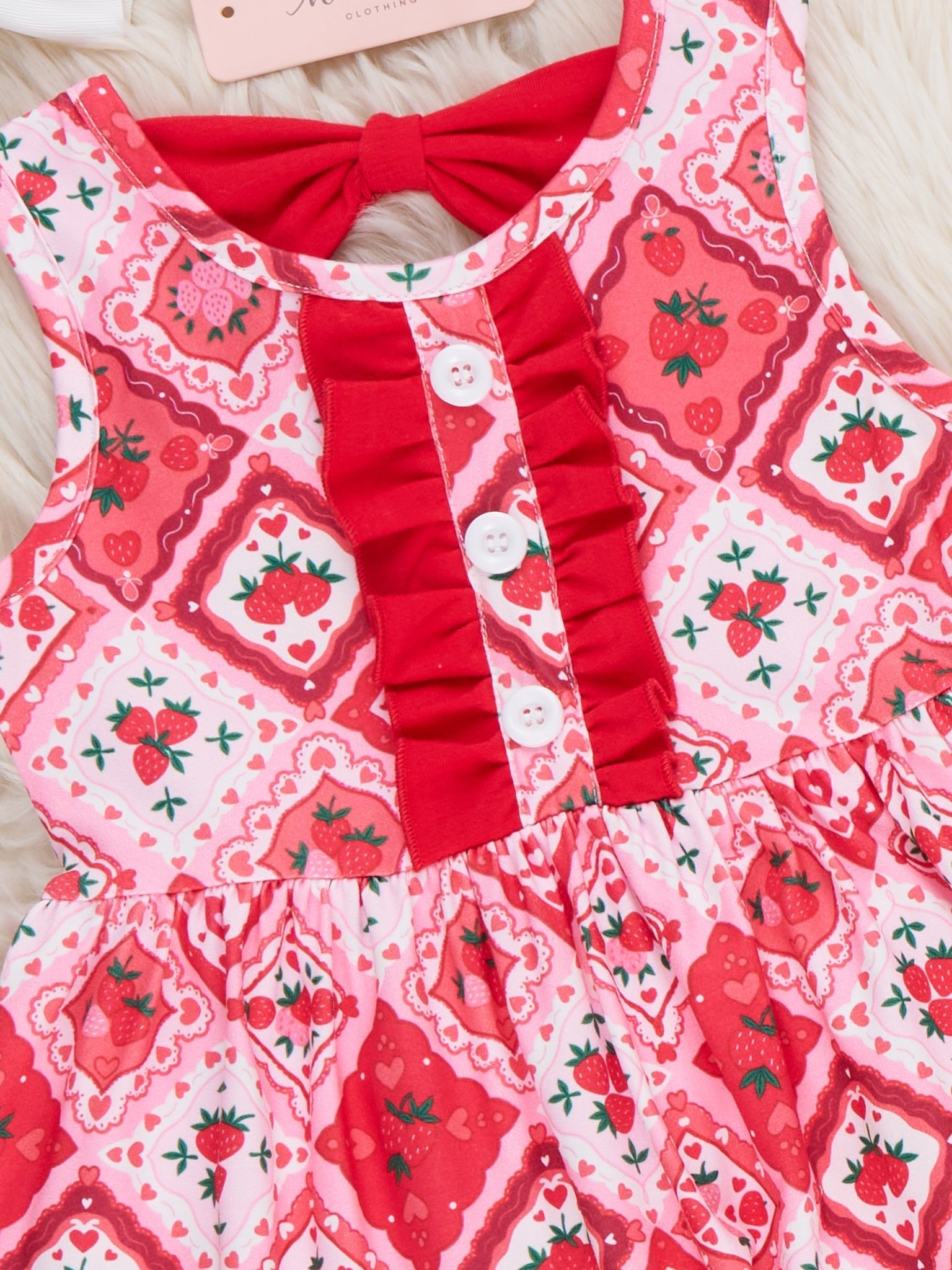 Strawberry Garden Ruffle Dress - Marie Nicole Clothing