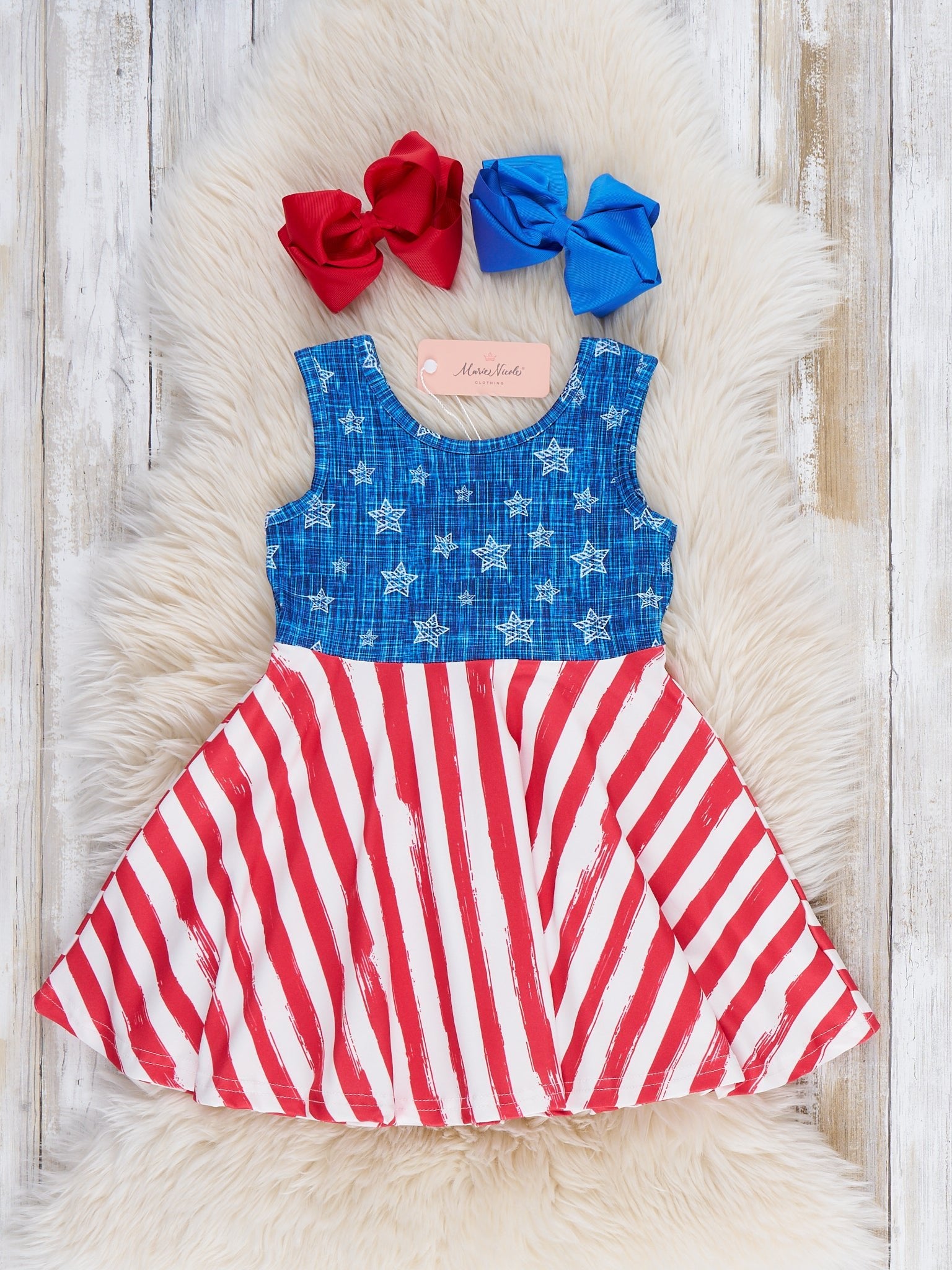 Stars Rally Striped Dress - Marie Nicole Clothing