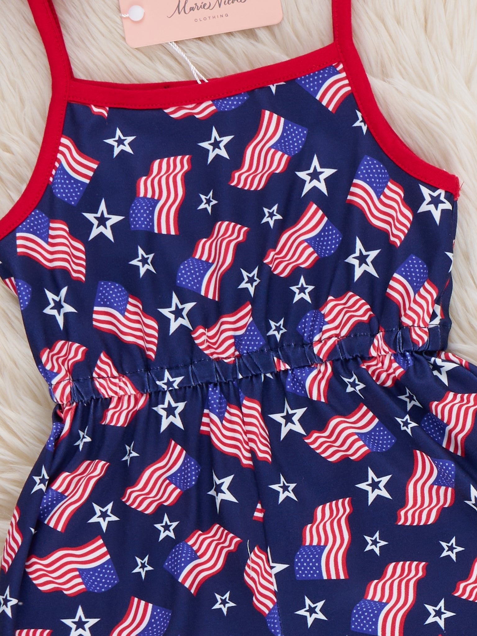 Little Patriot Flag Ruffle Jumpsuit - Marie Nicole Clothing