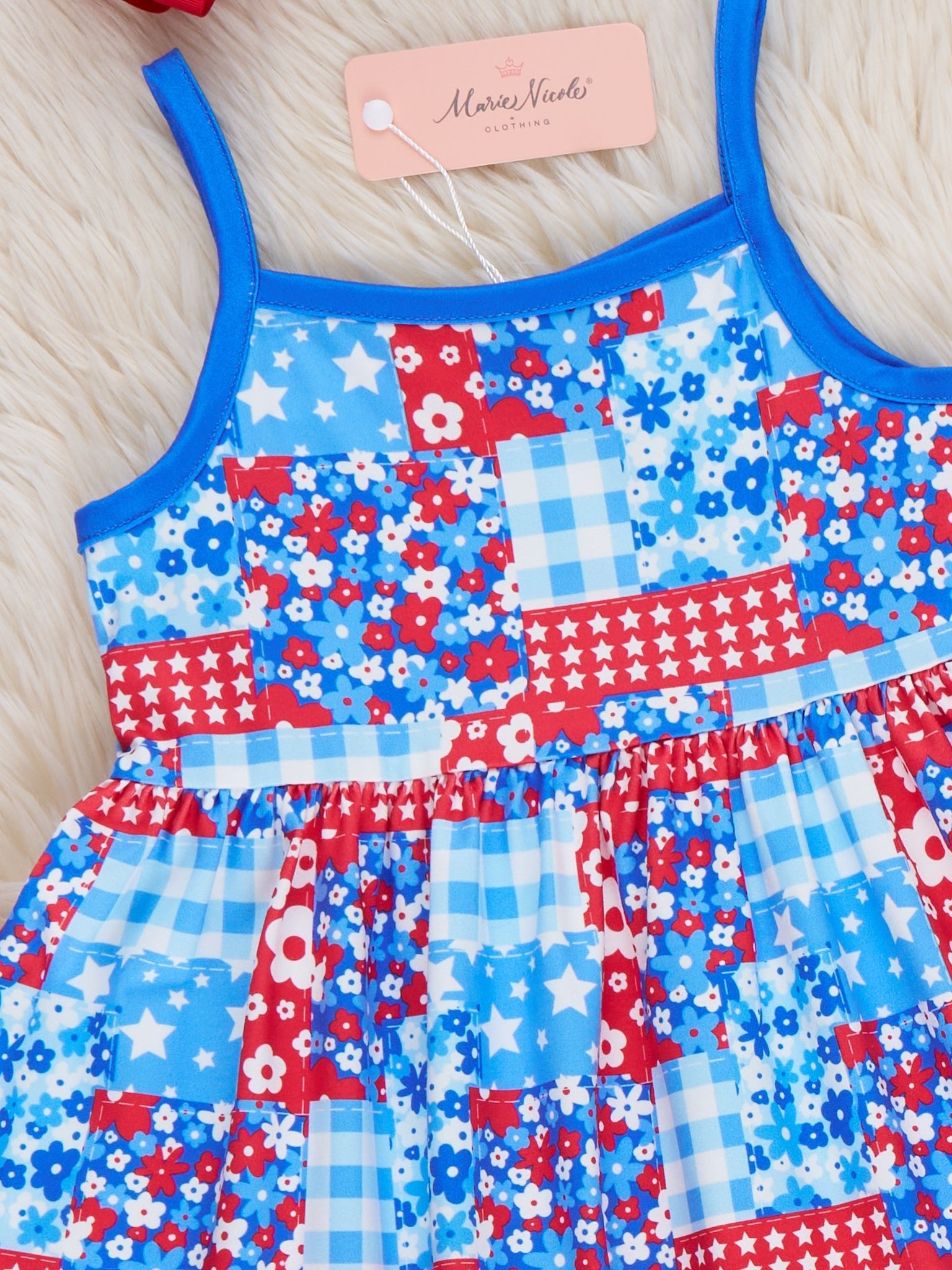 Liberty Floral Flag Ruffle Dress - Marie Nicole Clothing